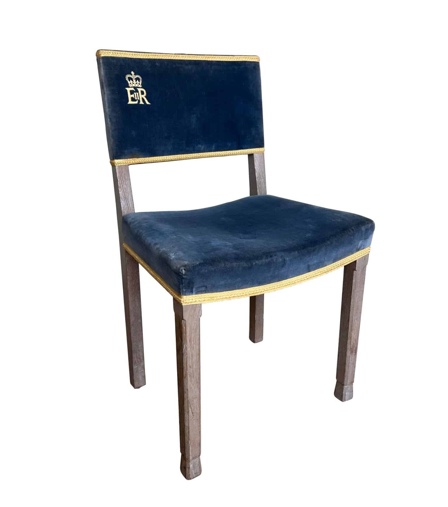 Original Queen Elizabeth II Limed Oak Coronation Chair 1953