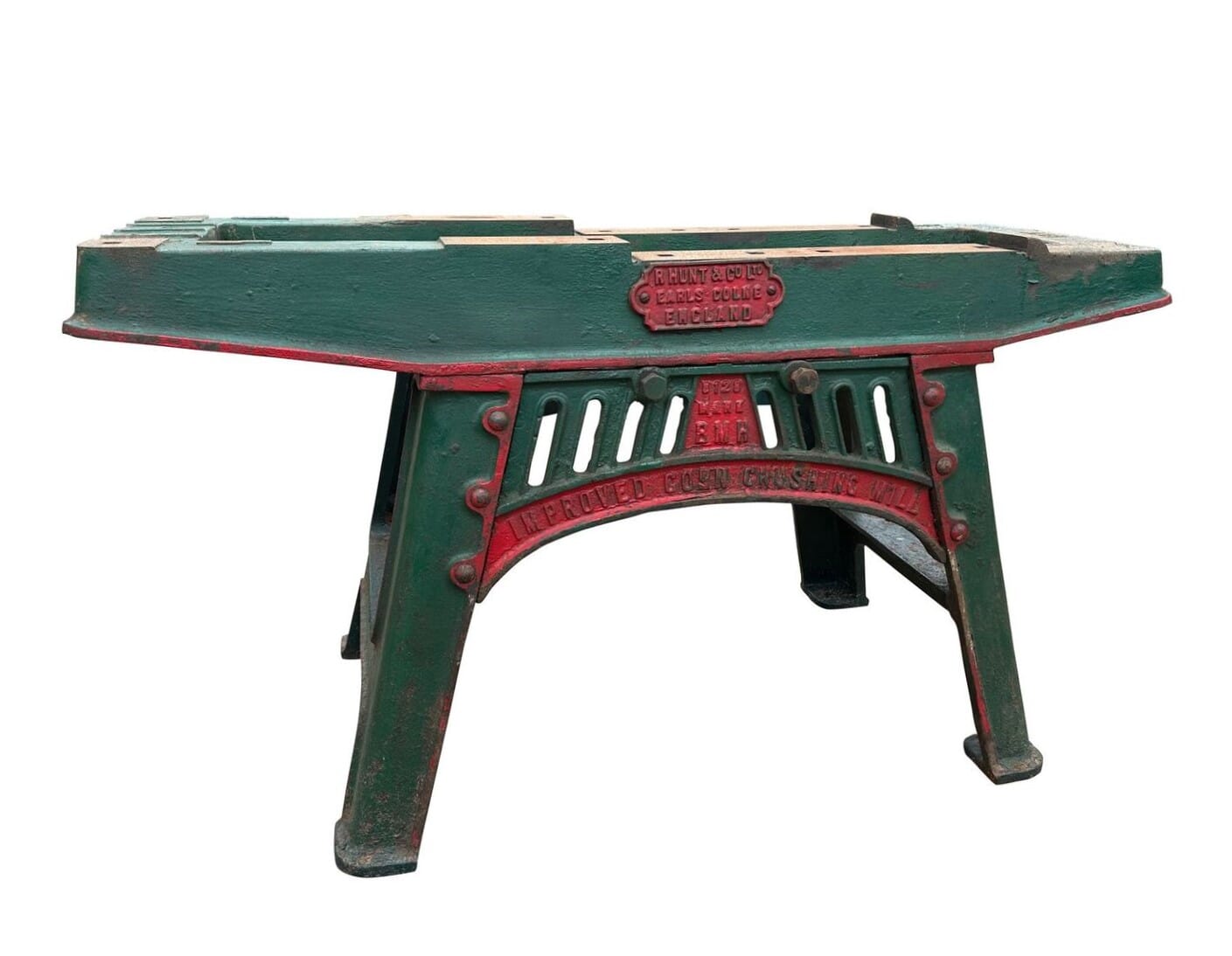 Original Salvaged Cast Iron Industrial R Hunt Table Base - 10490