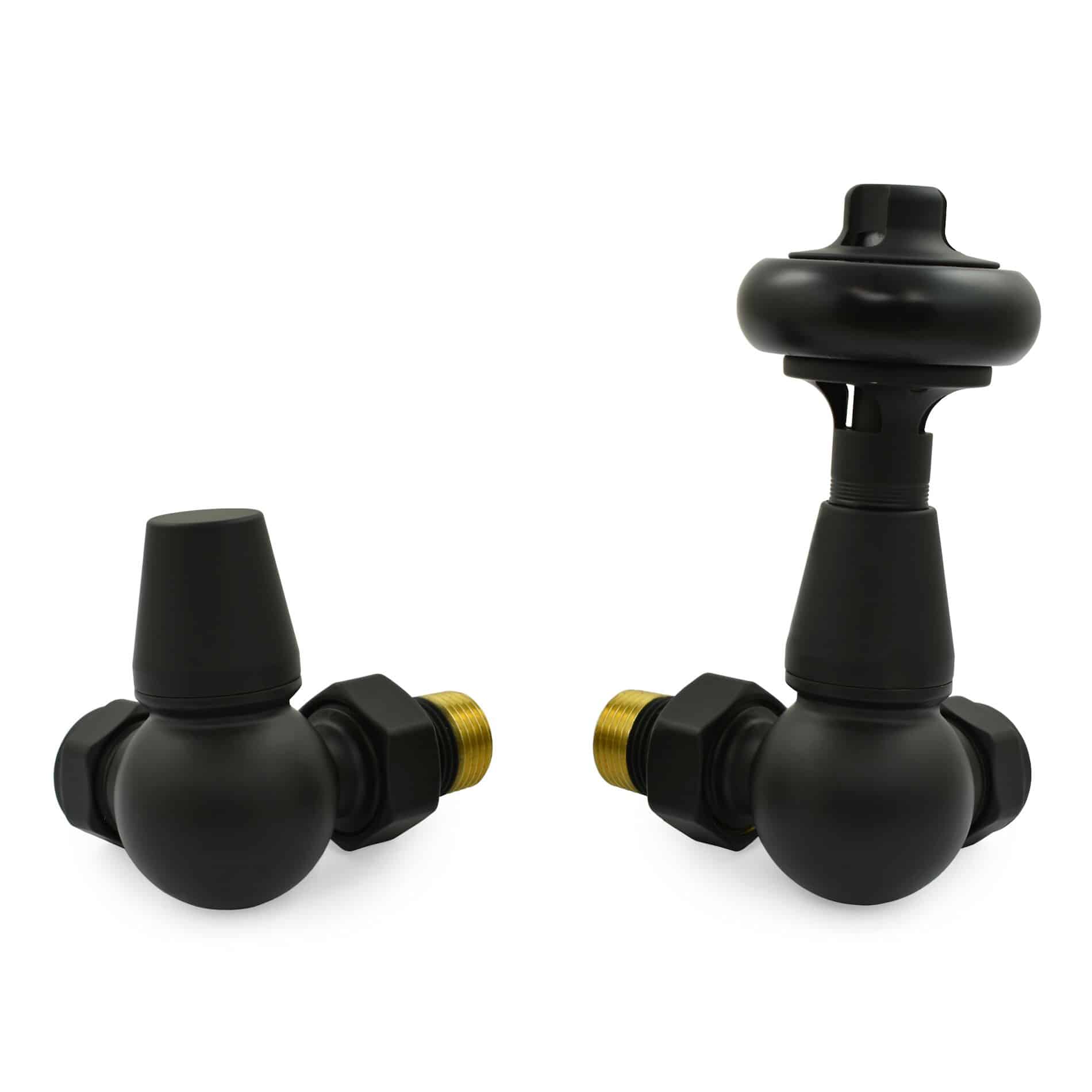 Faringdon Corner Manual Satin Black Radiator Valves