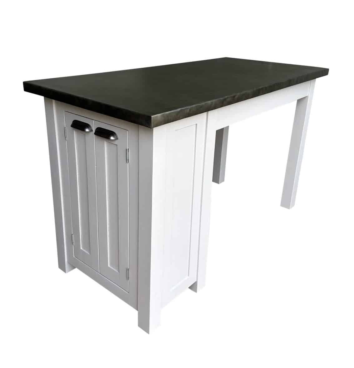 Bespoke Antique Zinc Kitchen Island Unit With Storage