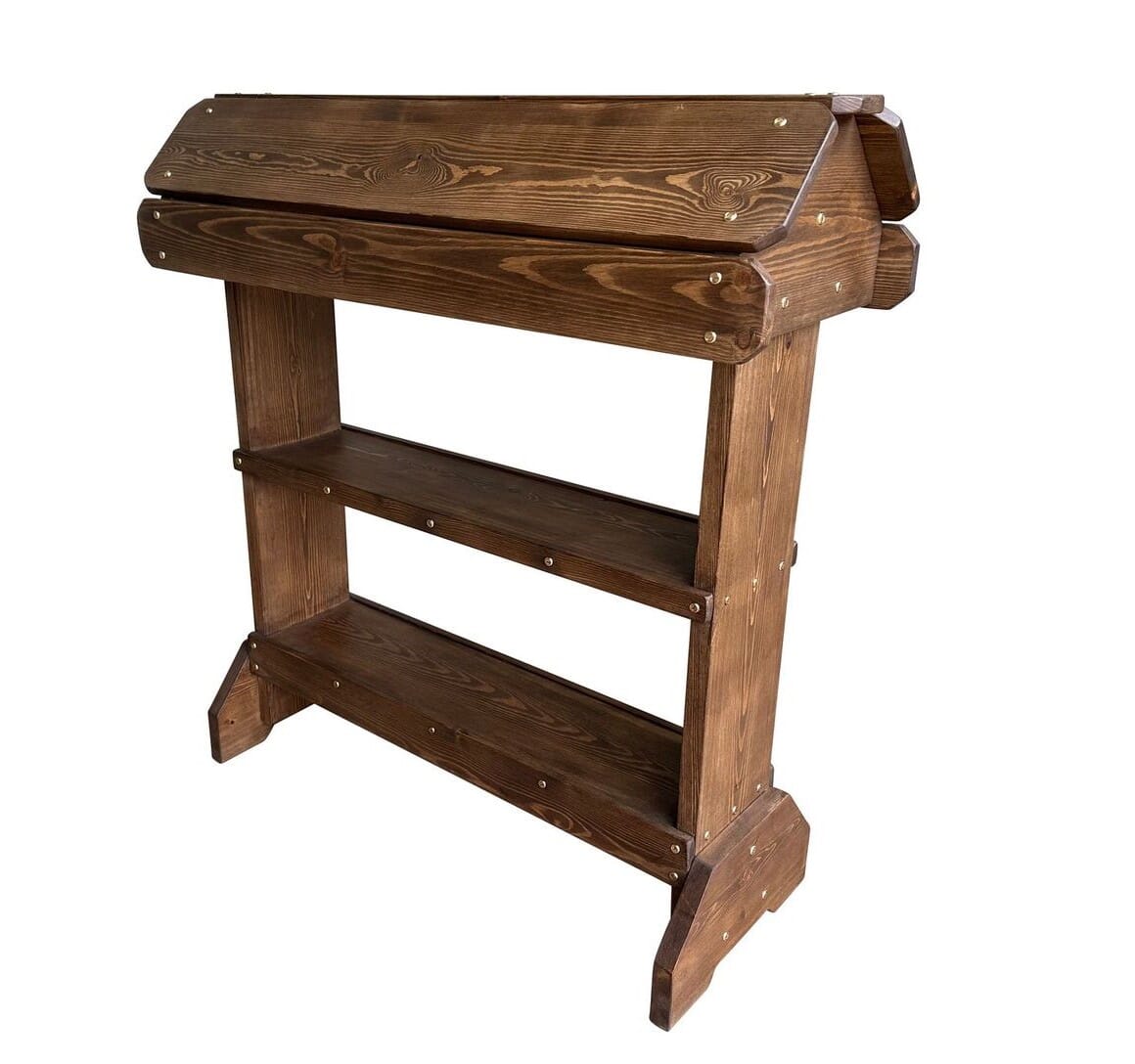 Handmade Twin Reclaimed Pine Saddle Rack & Shelves - D2196