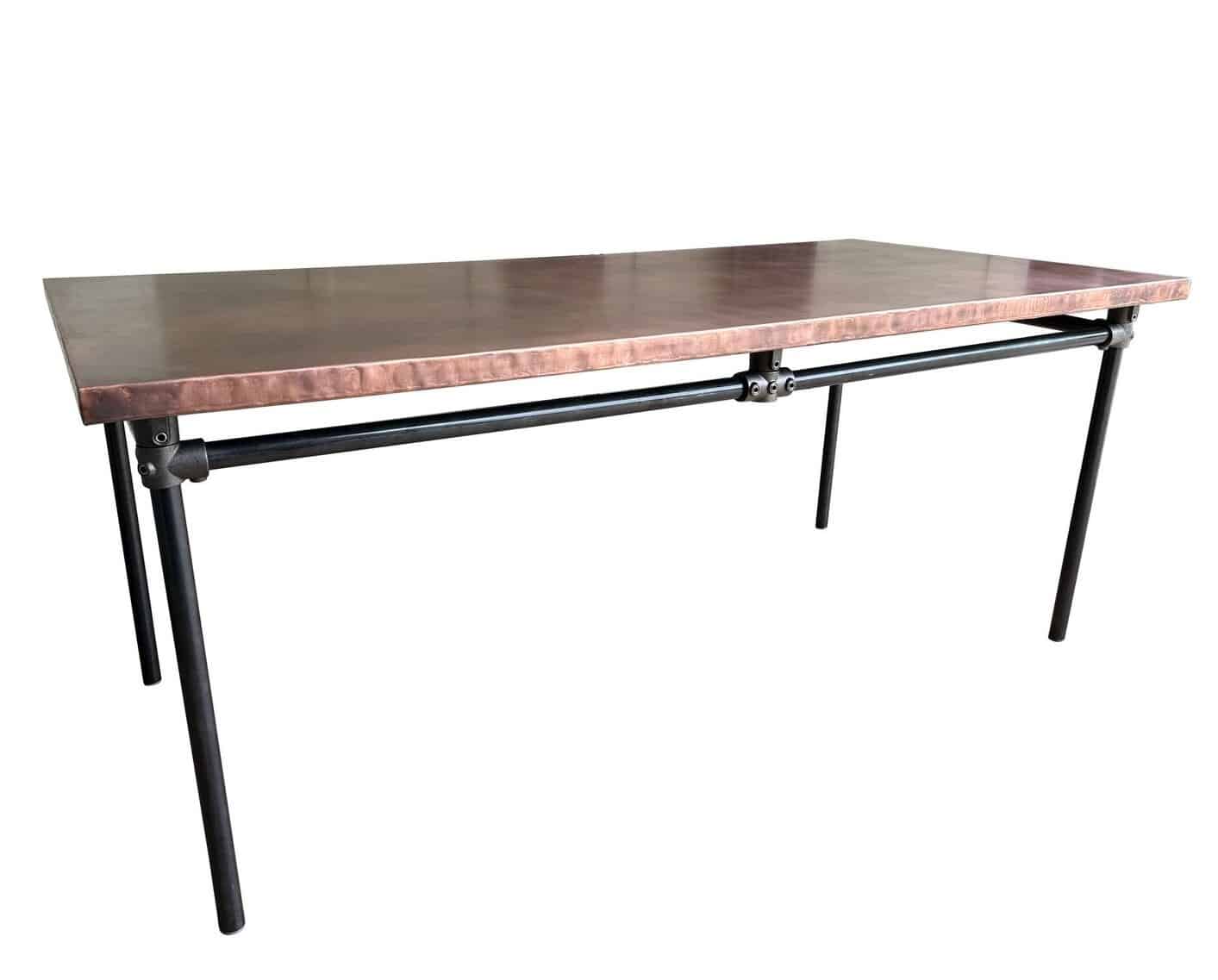 Copper Top Table With Industrial Metal Base