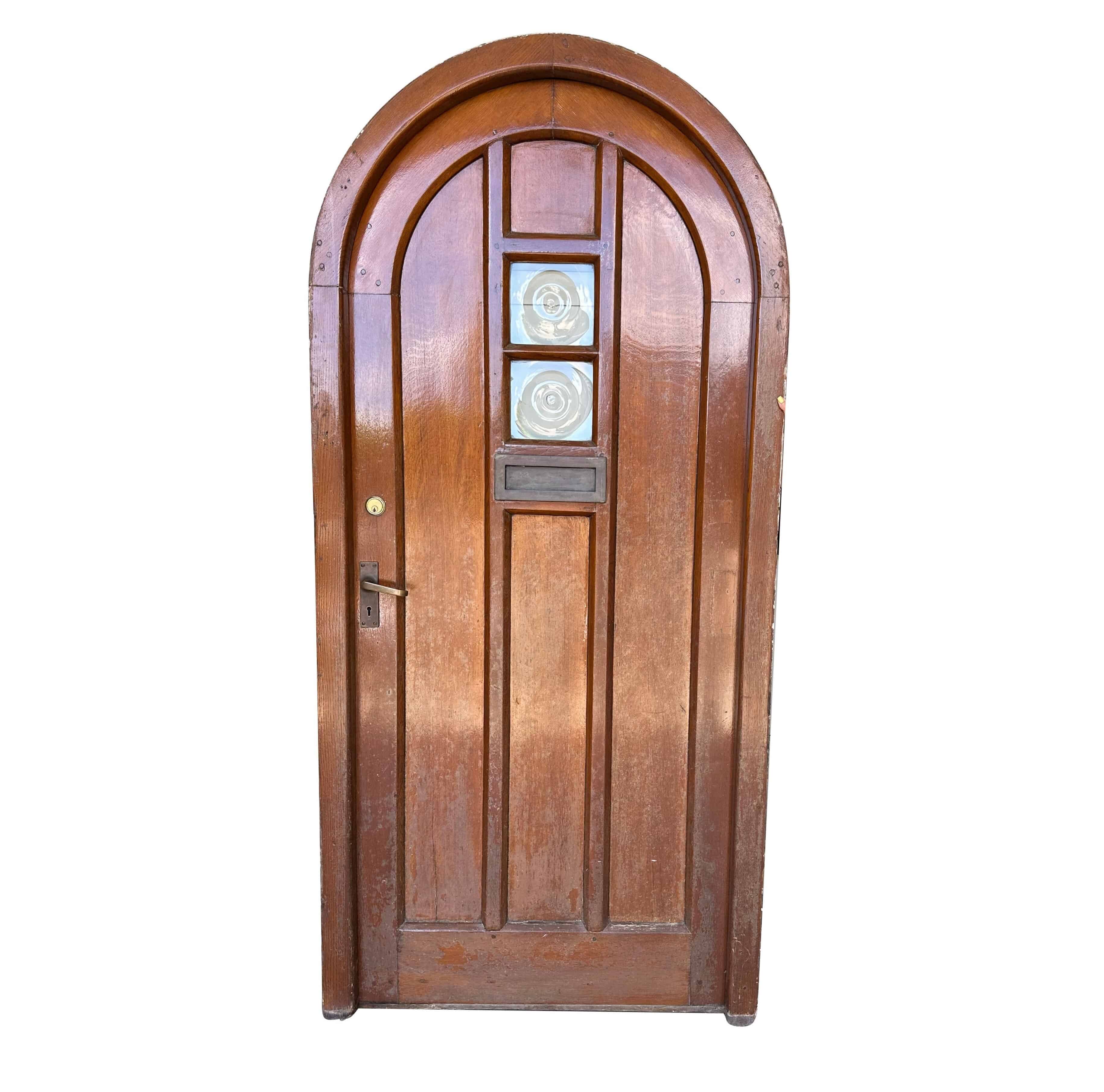 Reclaimed Antique Solid Oak Arched Door With Frame