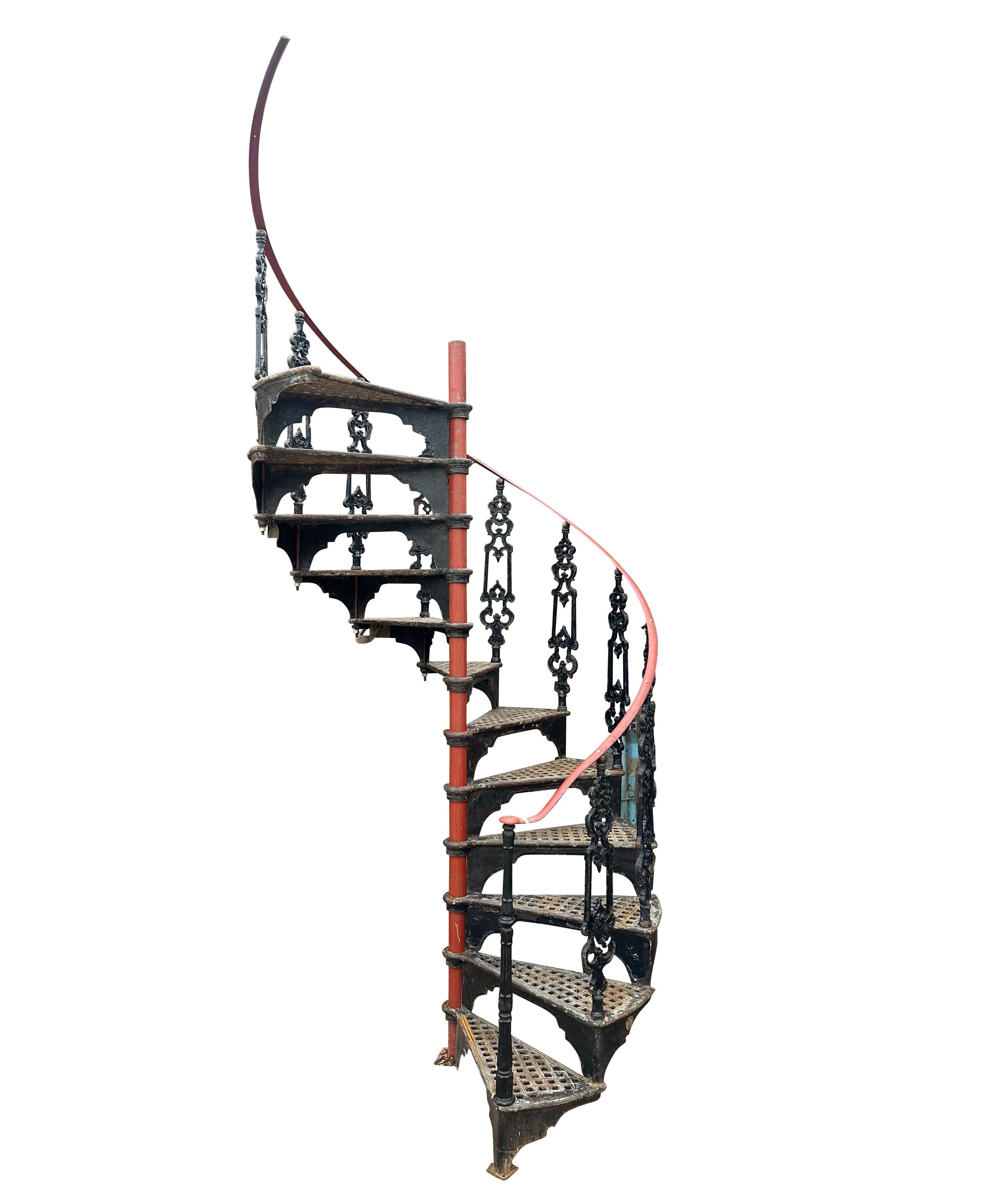 Salvaged Decorative Black Cast Iron Spiral Staircase - 10418