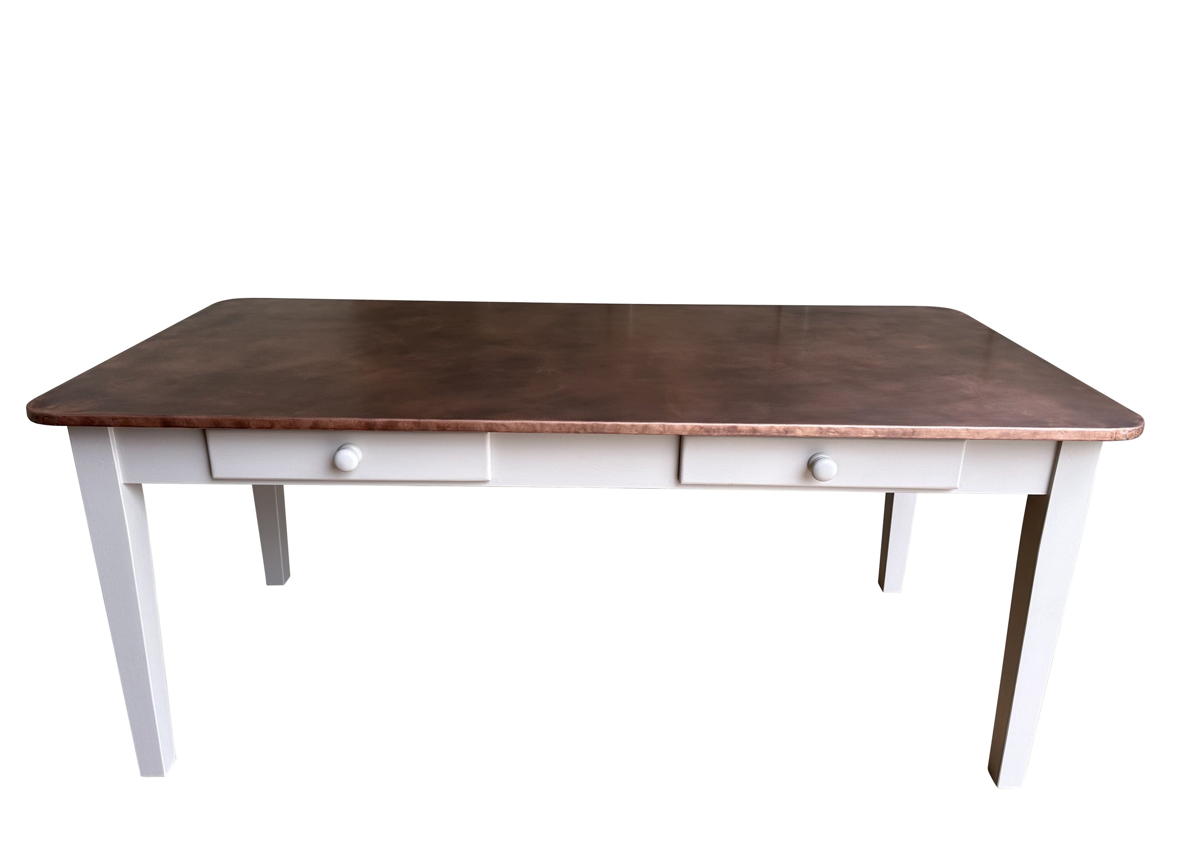 Bespoke Copper Top Dining Table With Base and Drawers - D2202