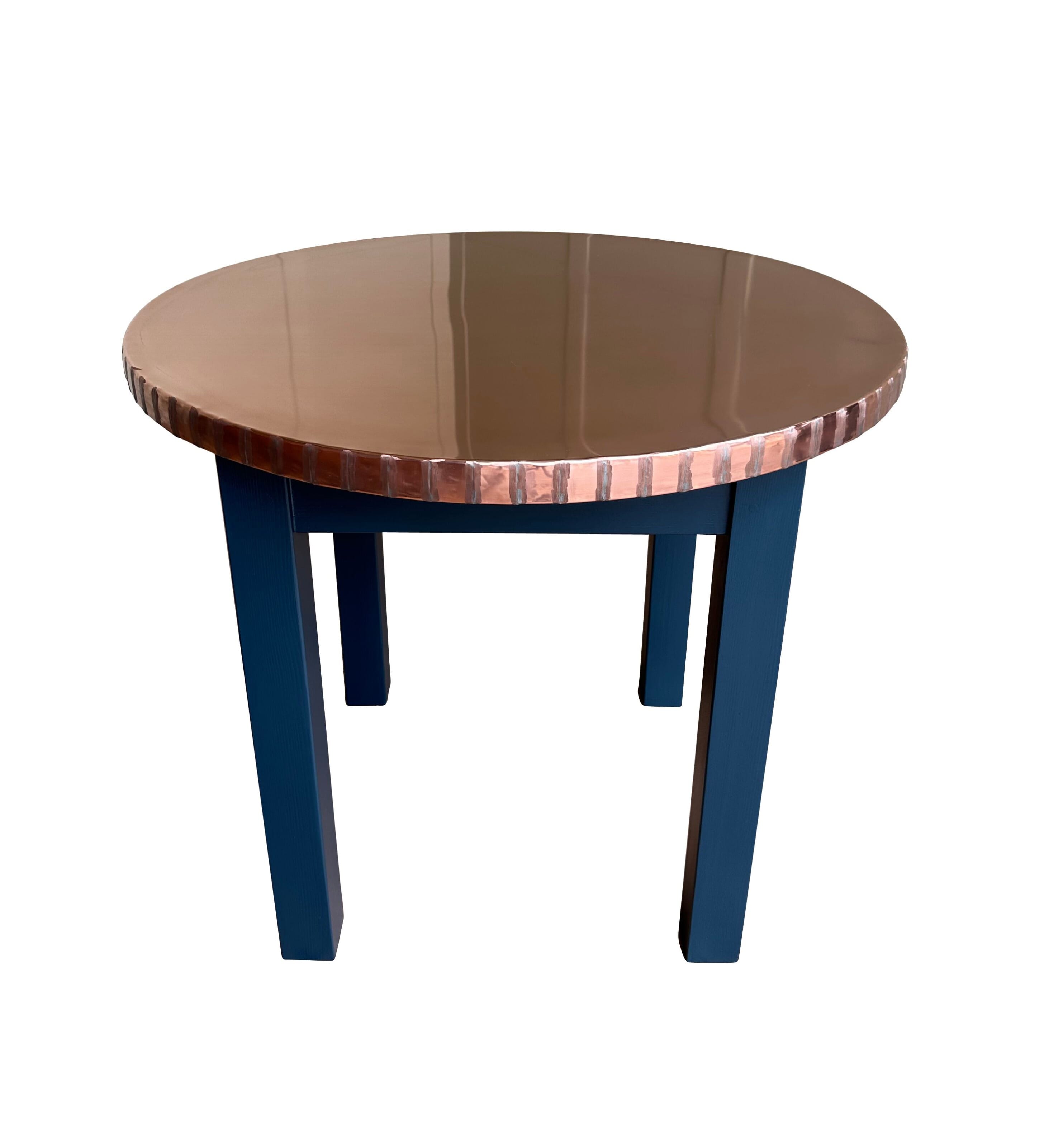 Bespoke Round Copper Top Dining Table With Painted Base - D2203