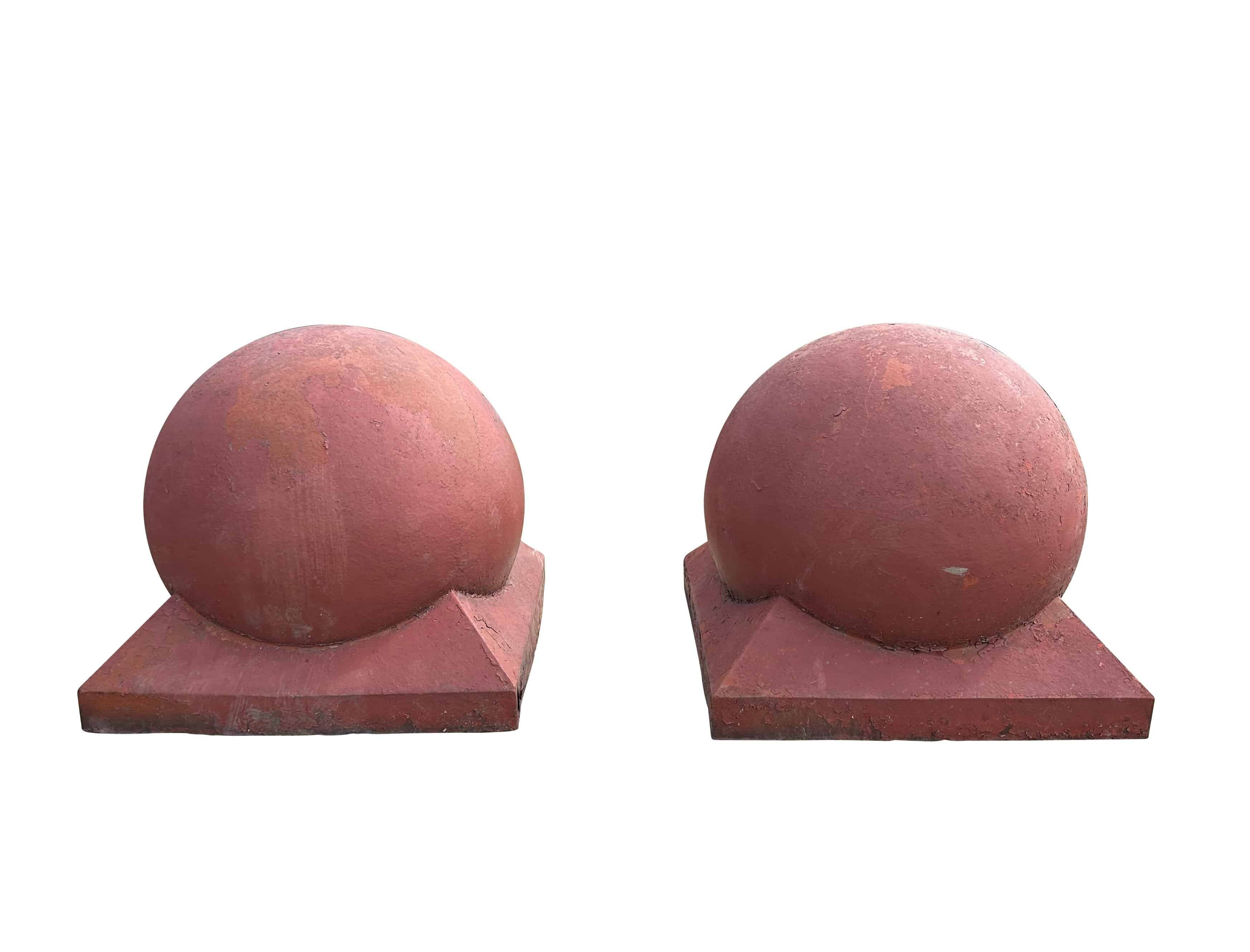Original Pair of Victorian Terracotta Ball Finials