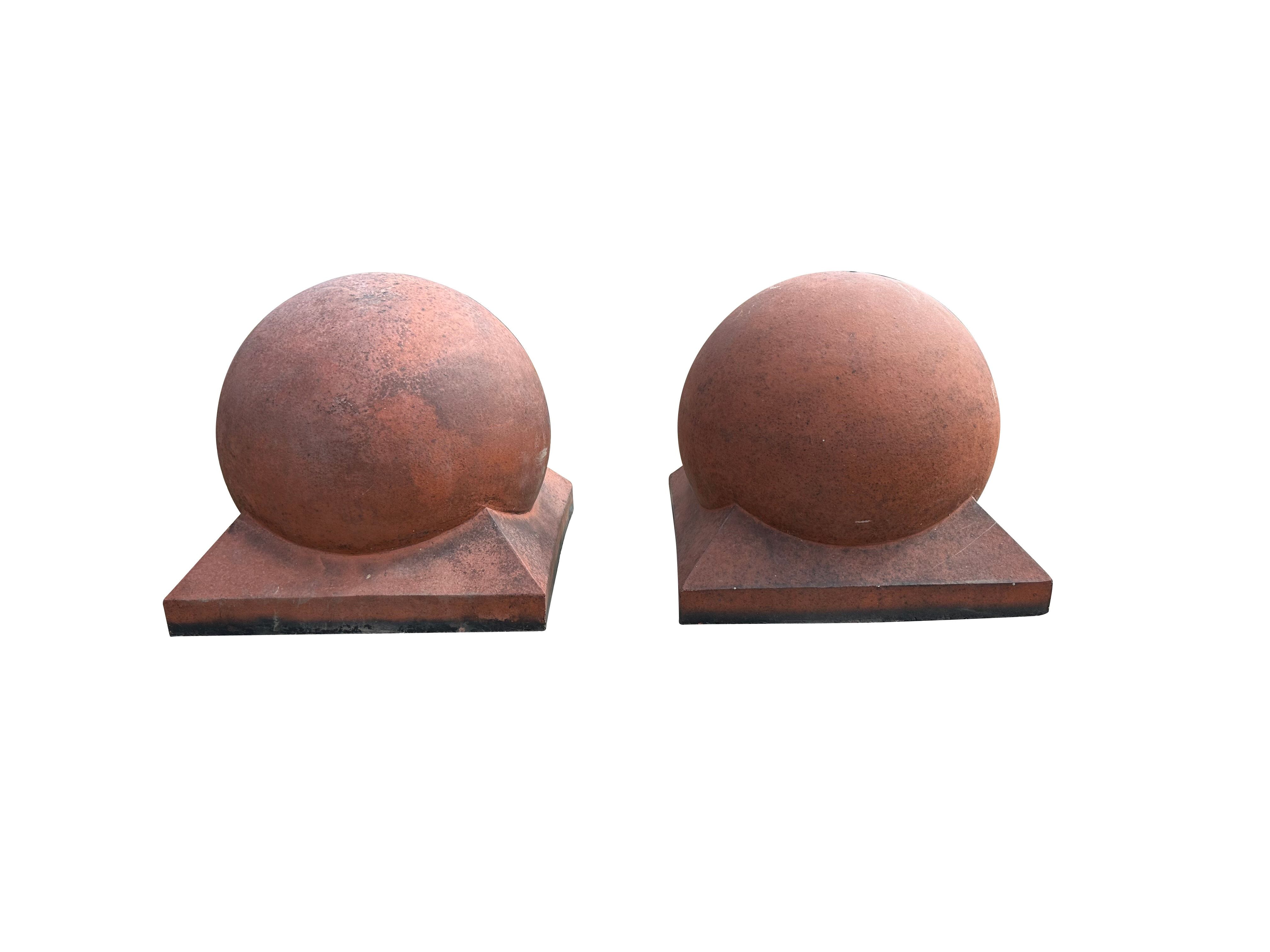Pair of Victorian Original Terracotta Ball Finials - 10536C