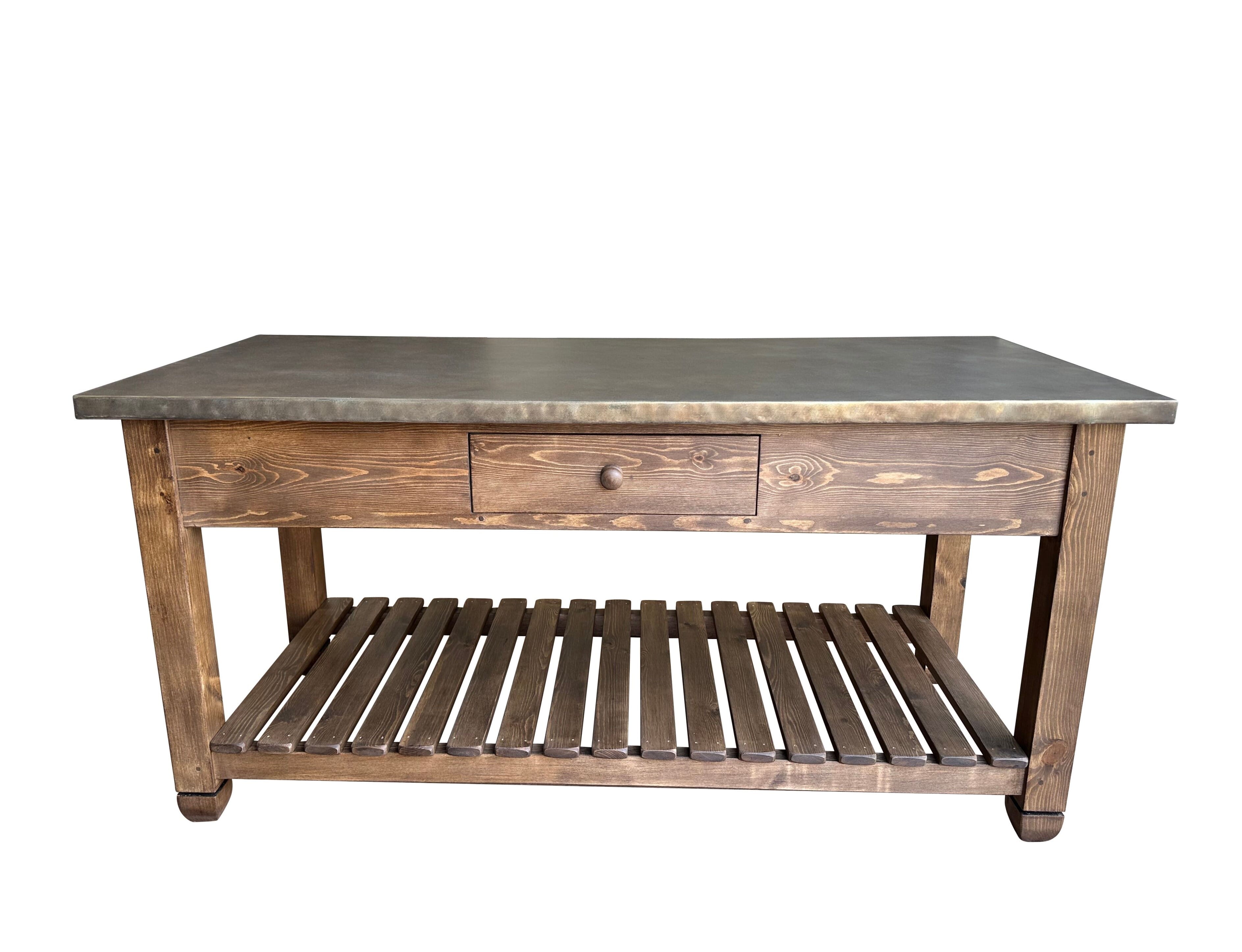 Handmade Antique Zinc Kitchen Central Island Storage Unit - D2210