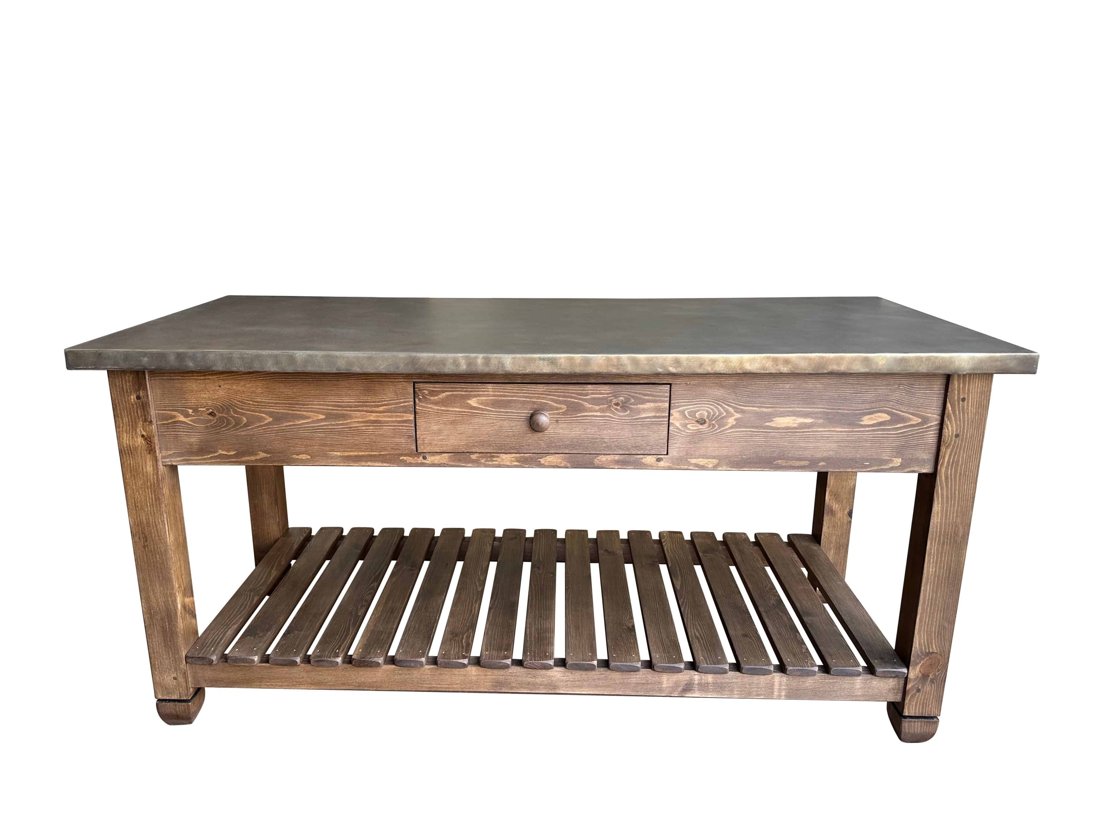 Handmade Antique Zinc Kitchen Central Island Storage Unit