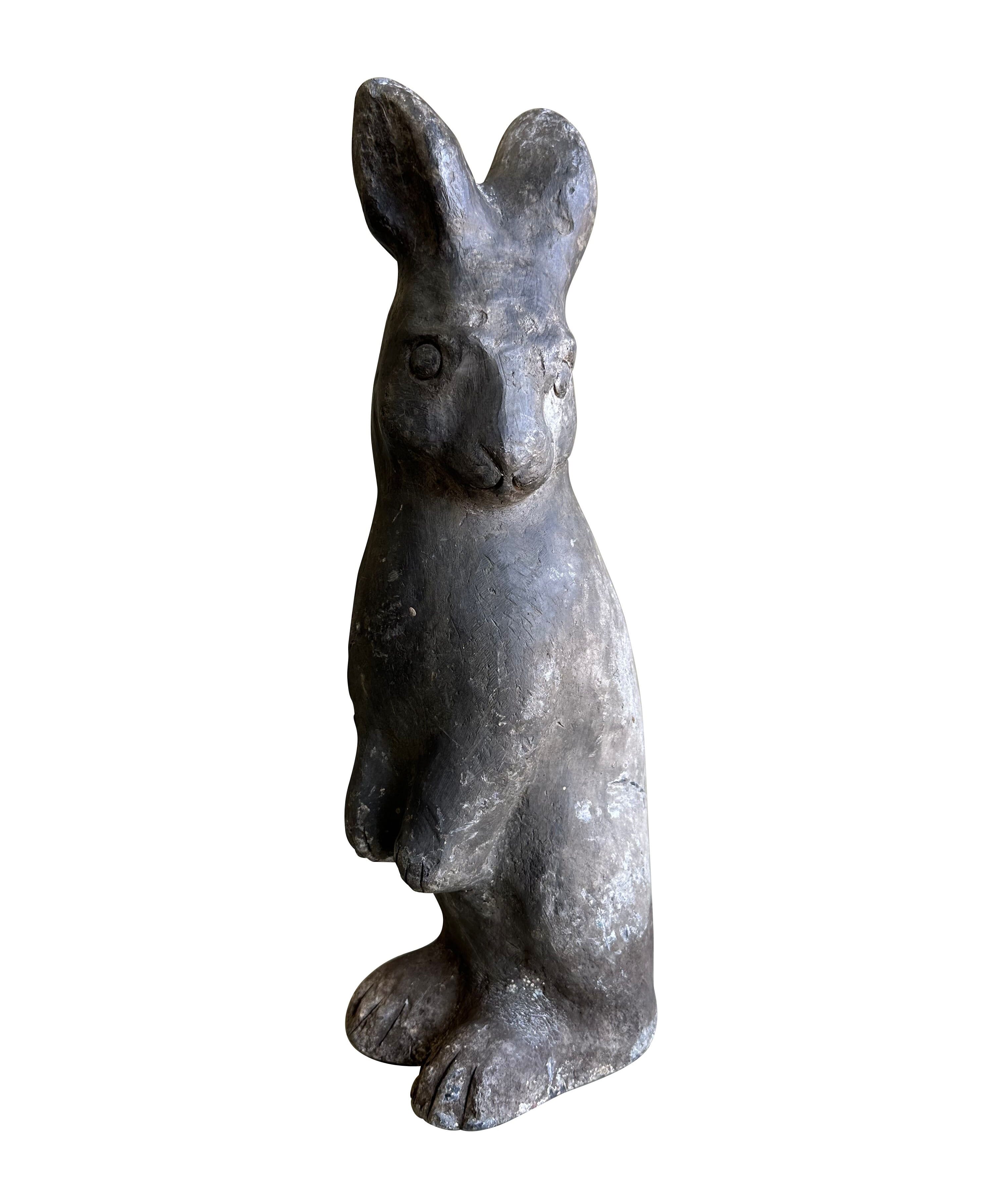 Antique Decorative English Lead Rabbit Figure - 10551
