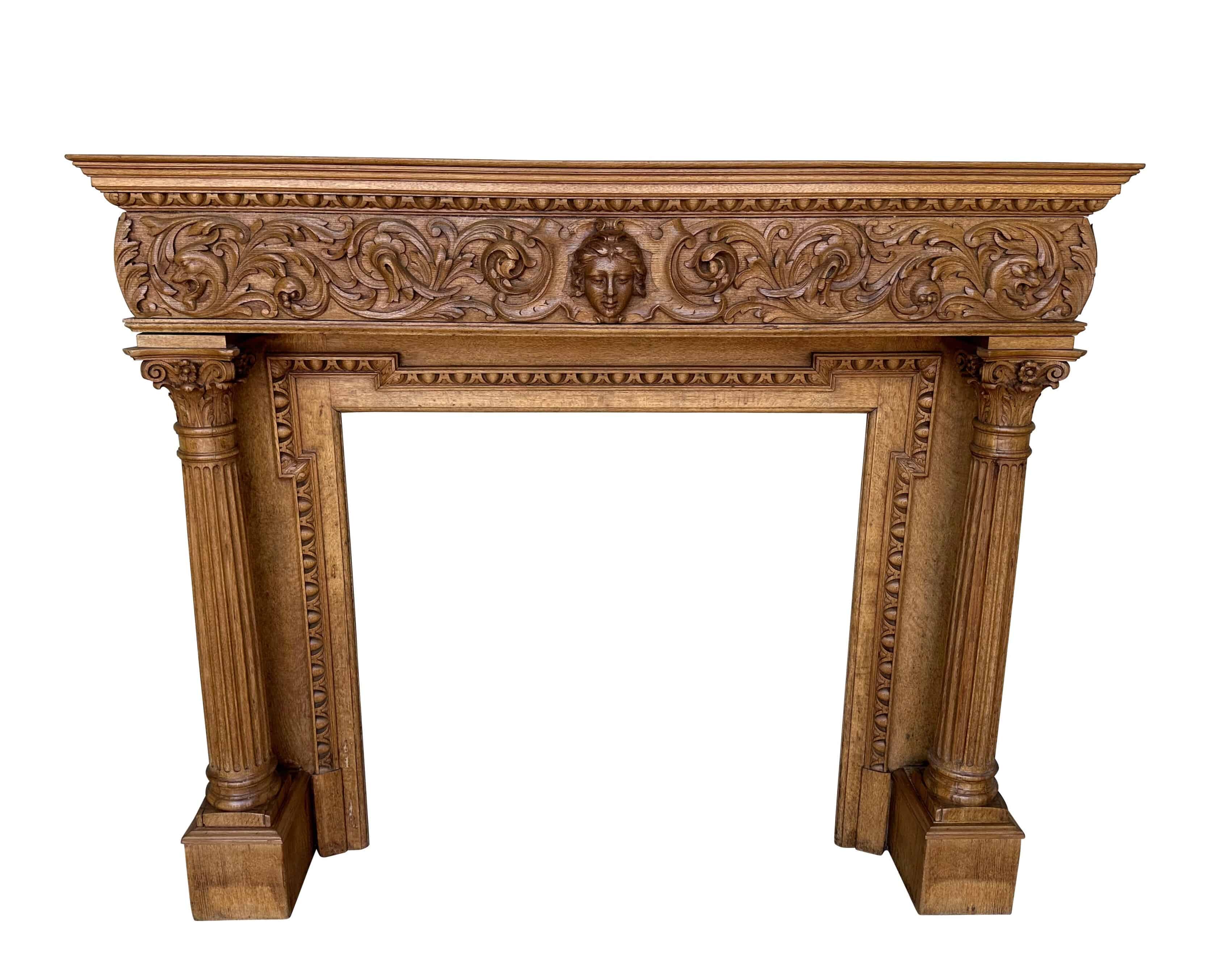 Ornate Grand Scale Solid Oak Victorian Fire Surround