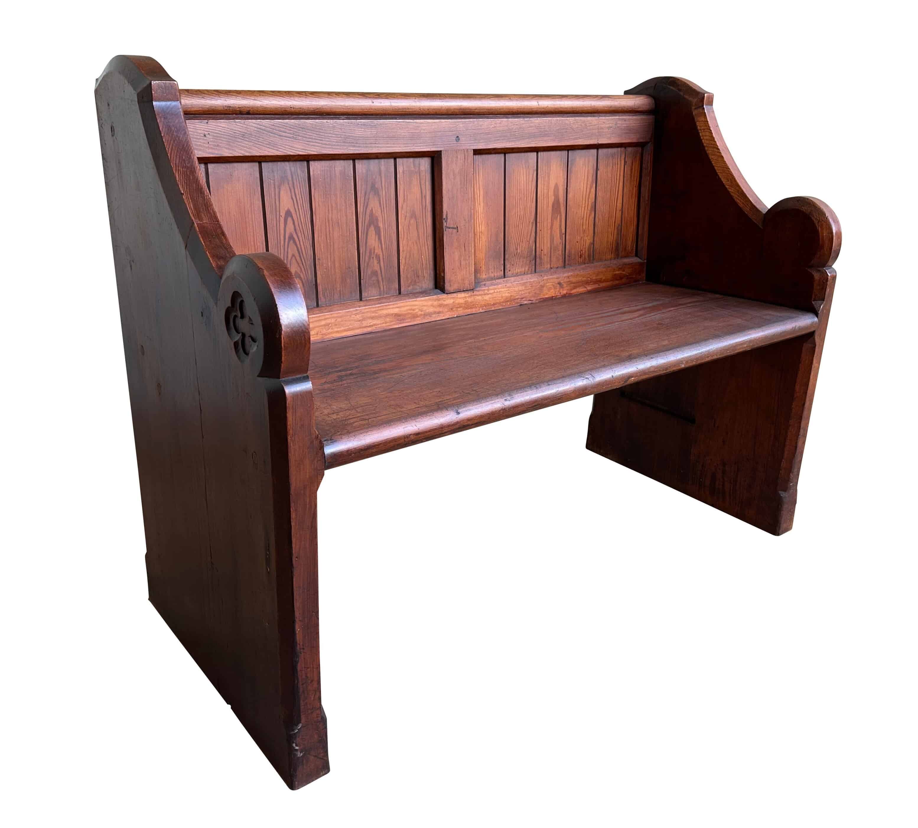 Antique Solid Pitch Pine Decorative Pew