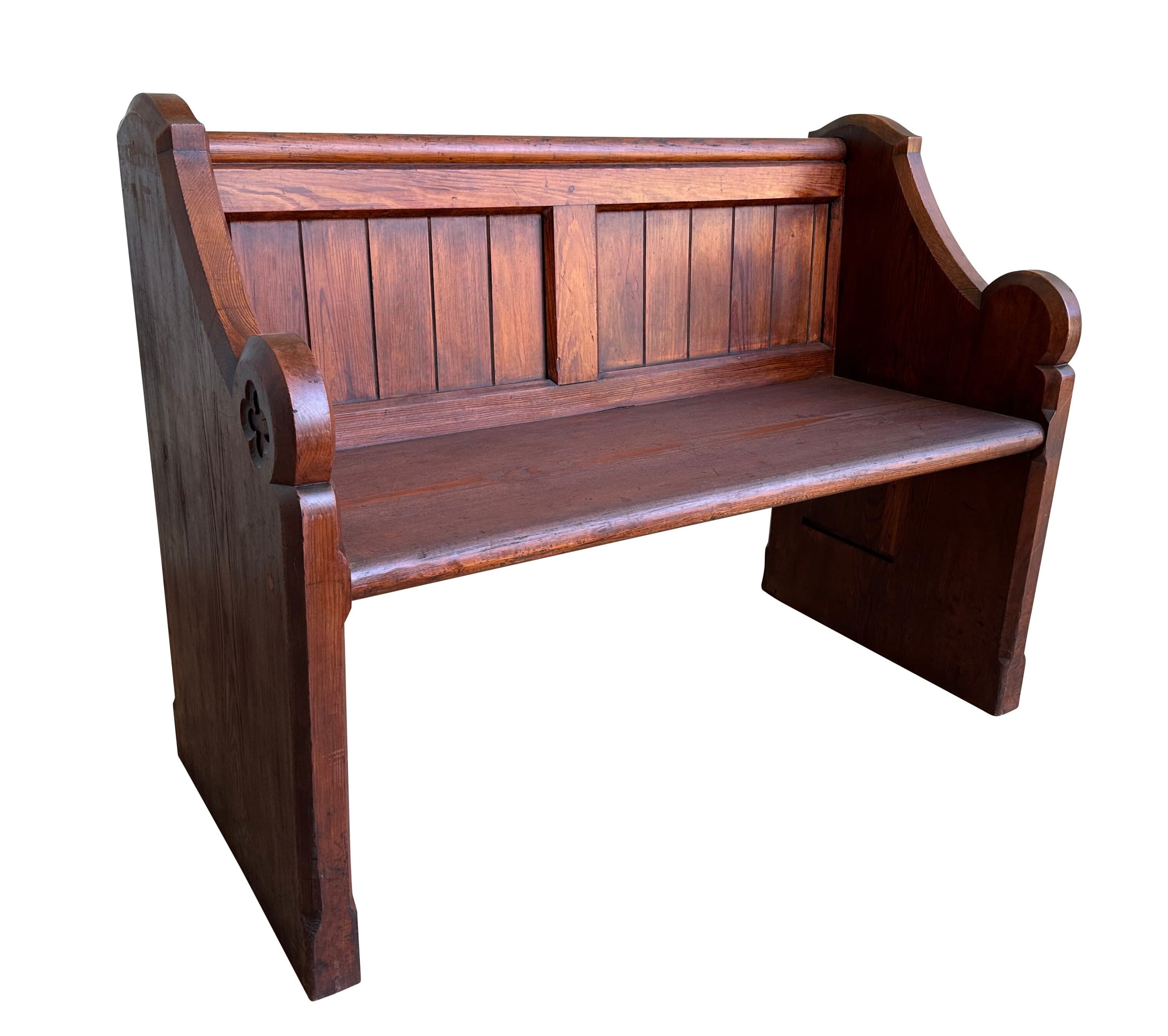 Antique Solid Pitch Pine Church Pew - 10553C