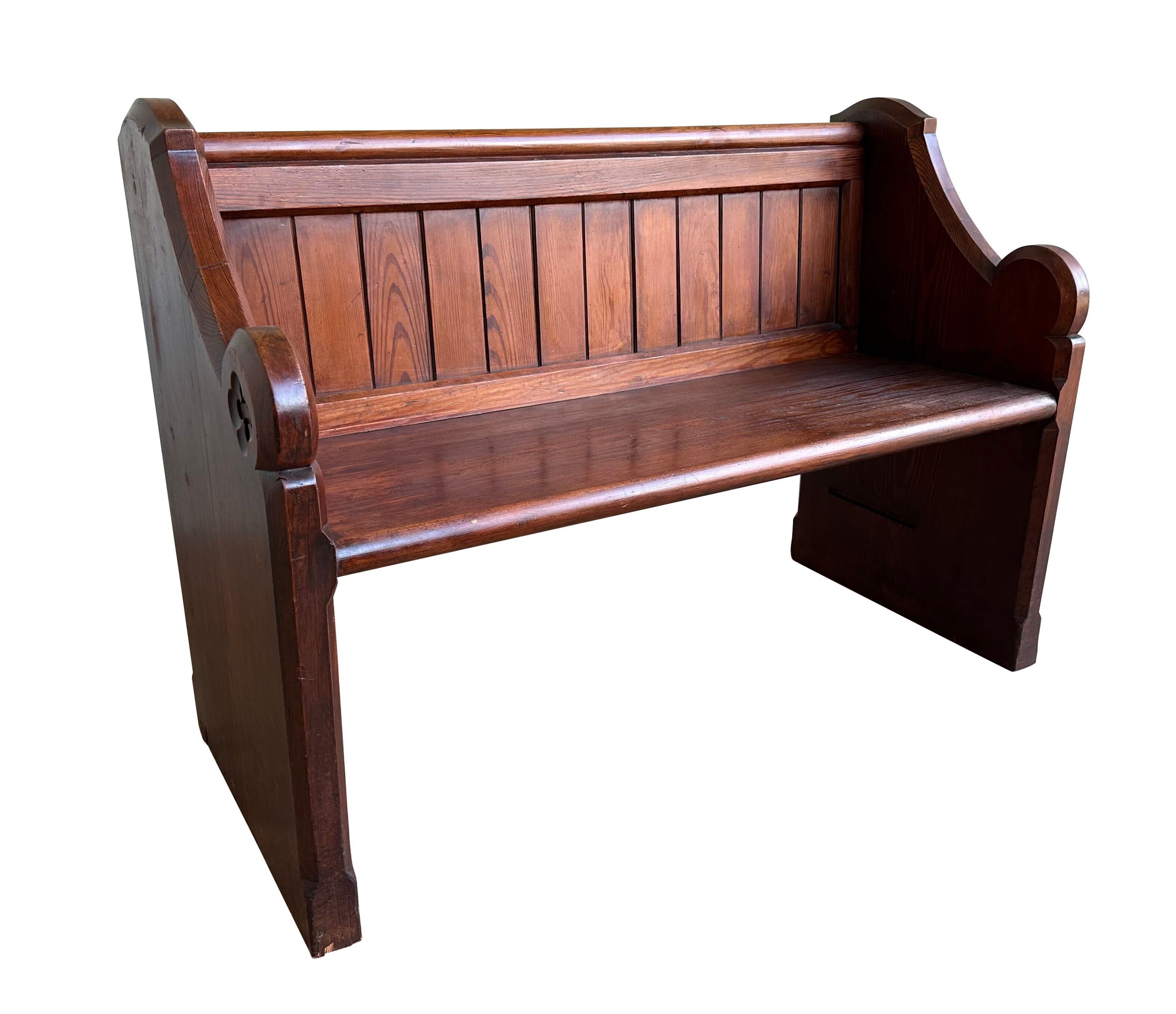 Antique Reclaimed Solid Pitch Pine Church Pew - 10553E