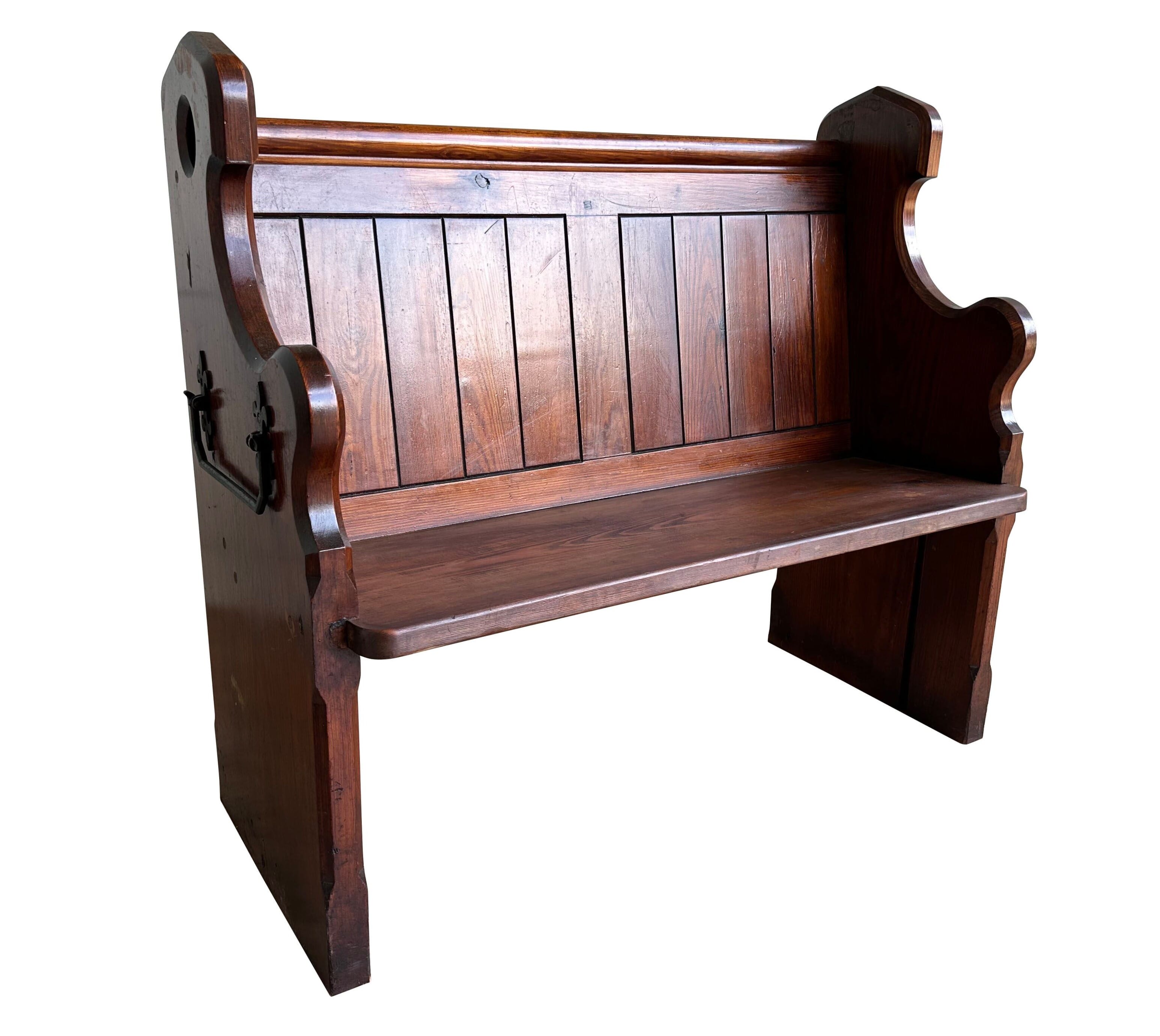 Antique Decorative Pitch Pine Church Pew - 10553H