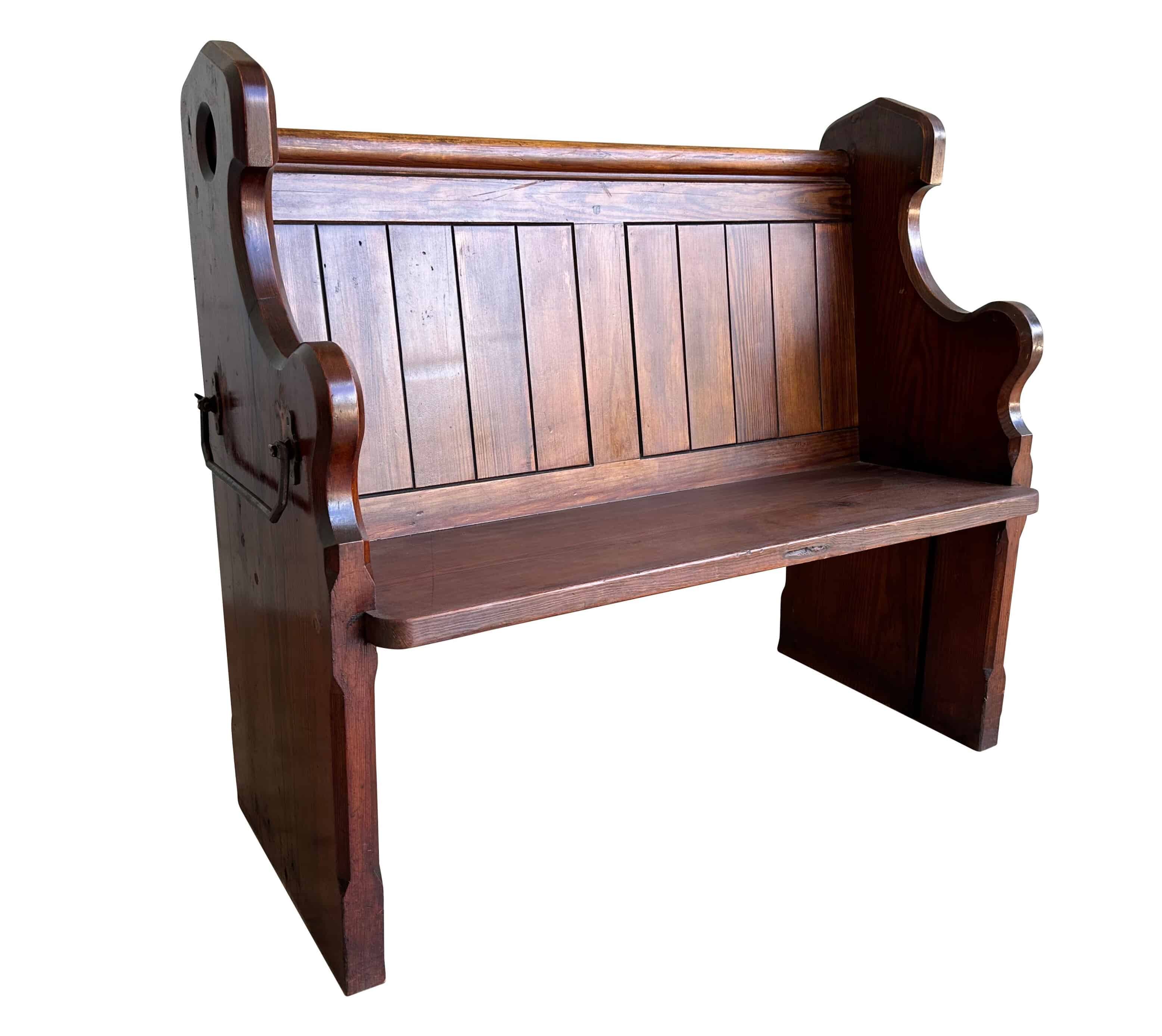 Antique Decorative Pitch Pine Church / Chapel Pew