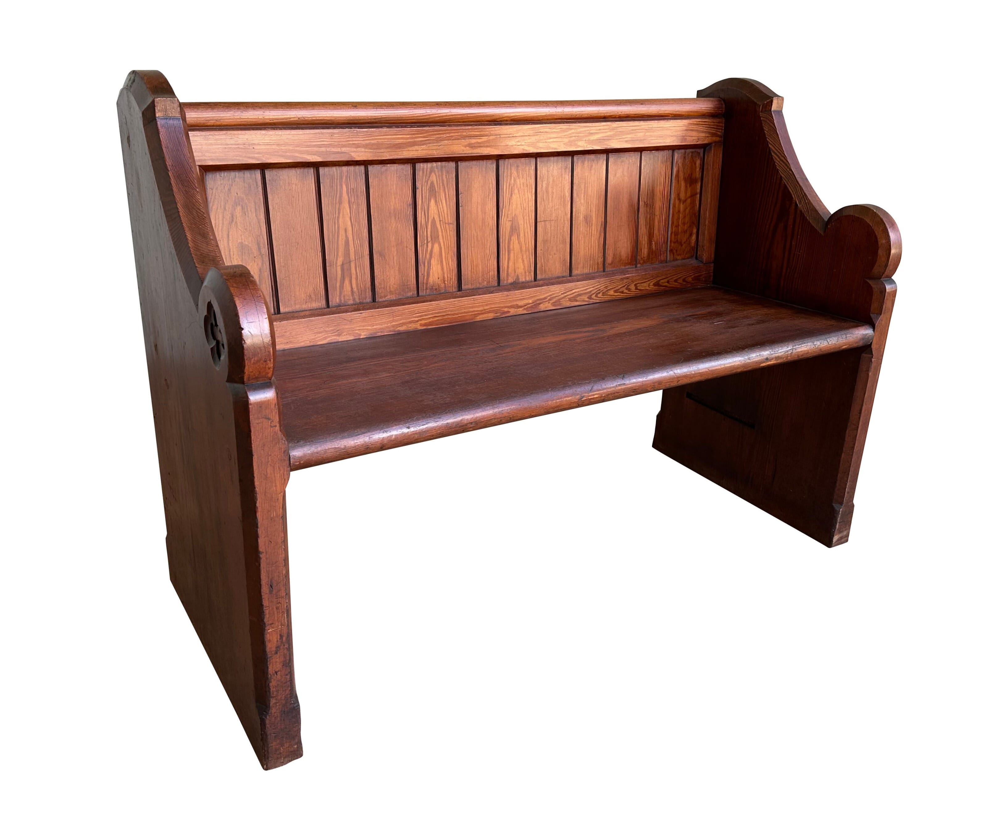 Old Salvaged Solid Pitch Pine Church / Chapel Pew - 10553K