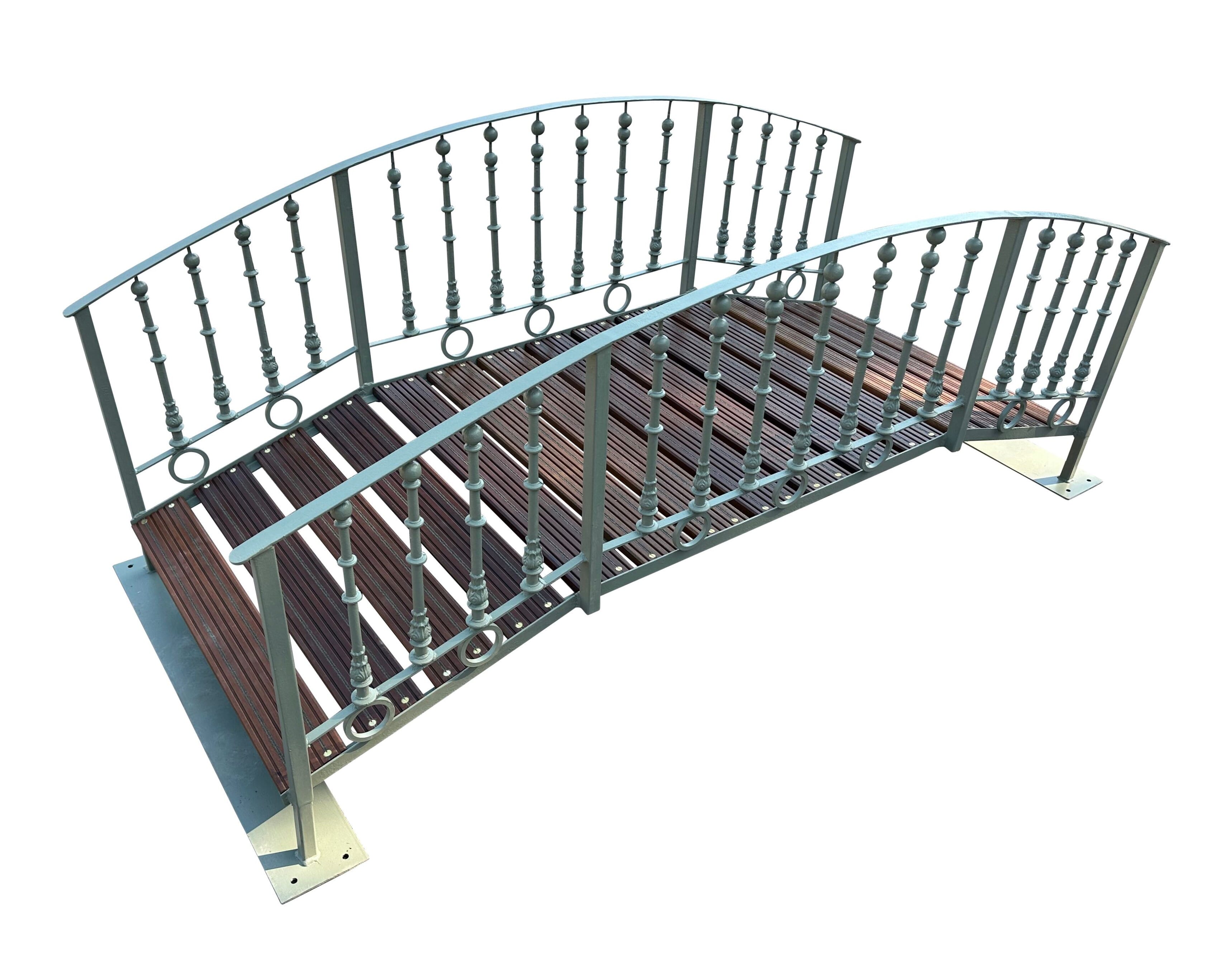 Iron & Teak Pedestrian Foot Bridge For Ponds & Streams - 10518