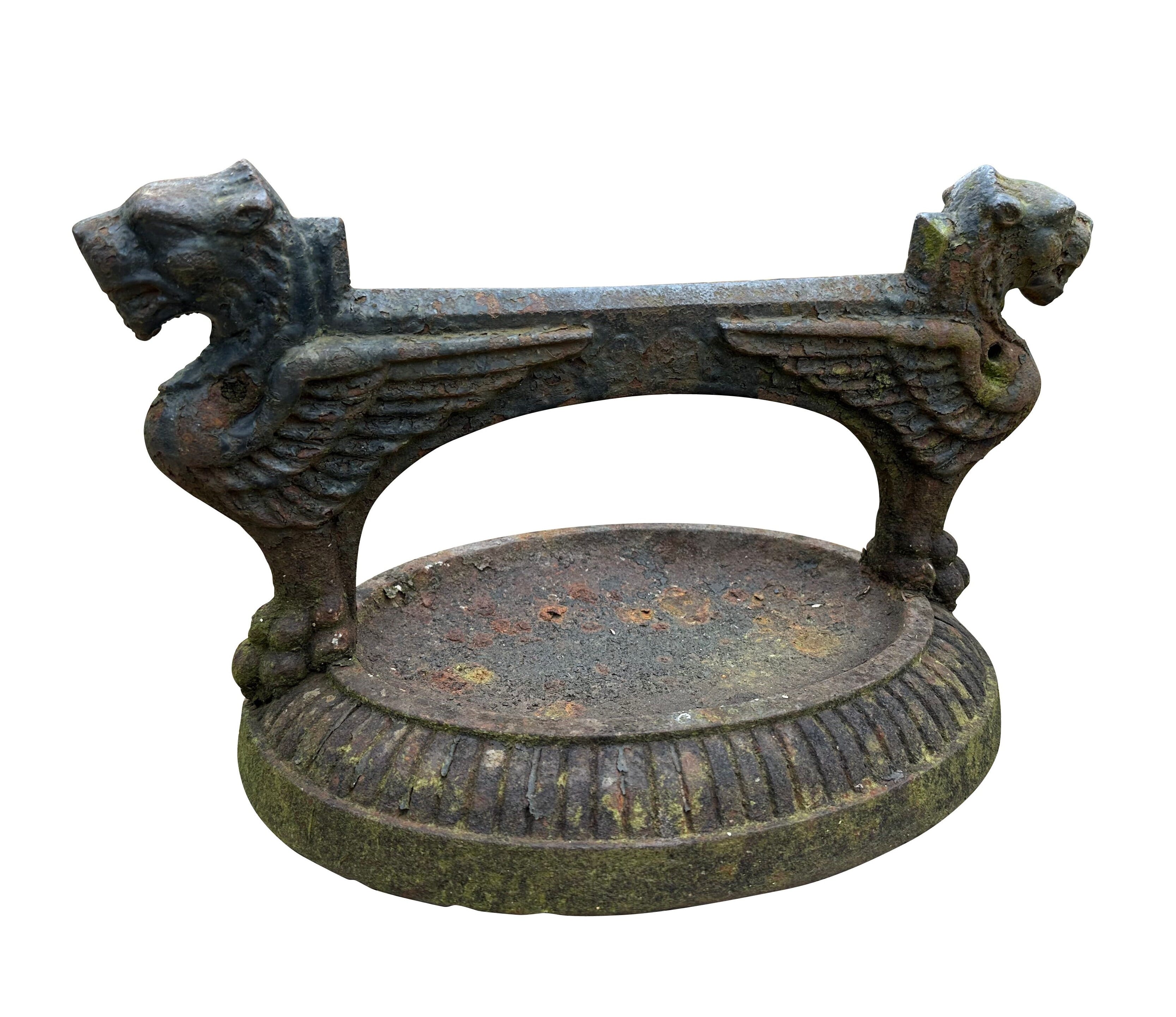Antique Original Cast Iron Boot Scraper With Griffins - 10574