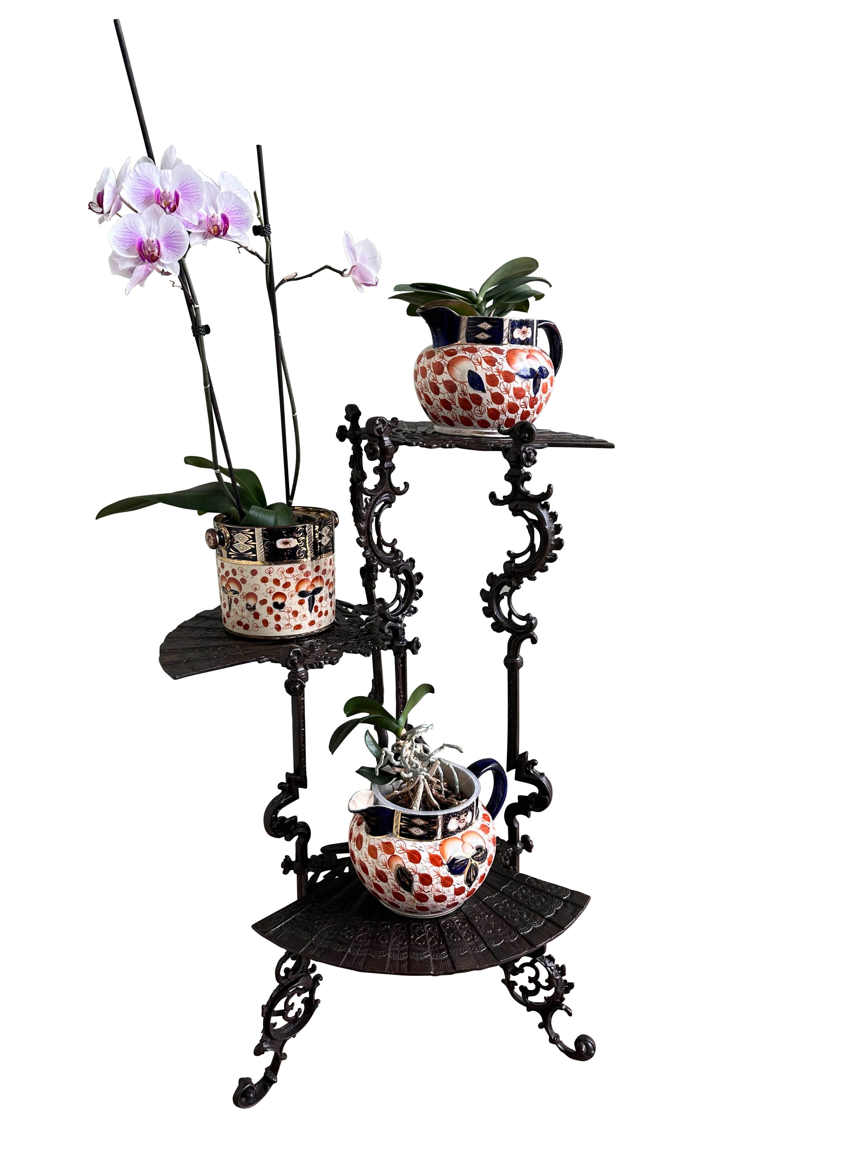 Antique Ornate Cast Iron Display Stand With Fan Shelves - 10559