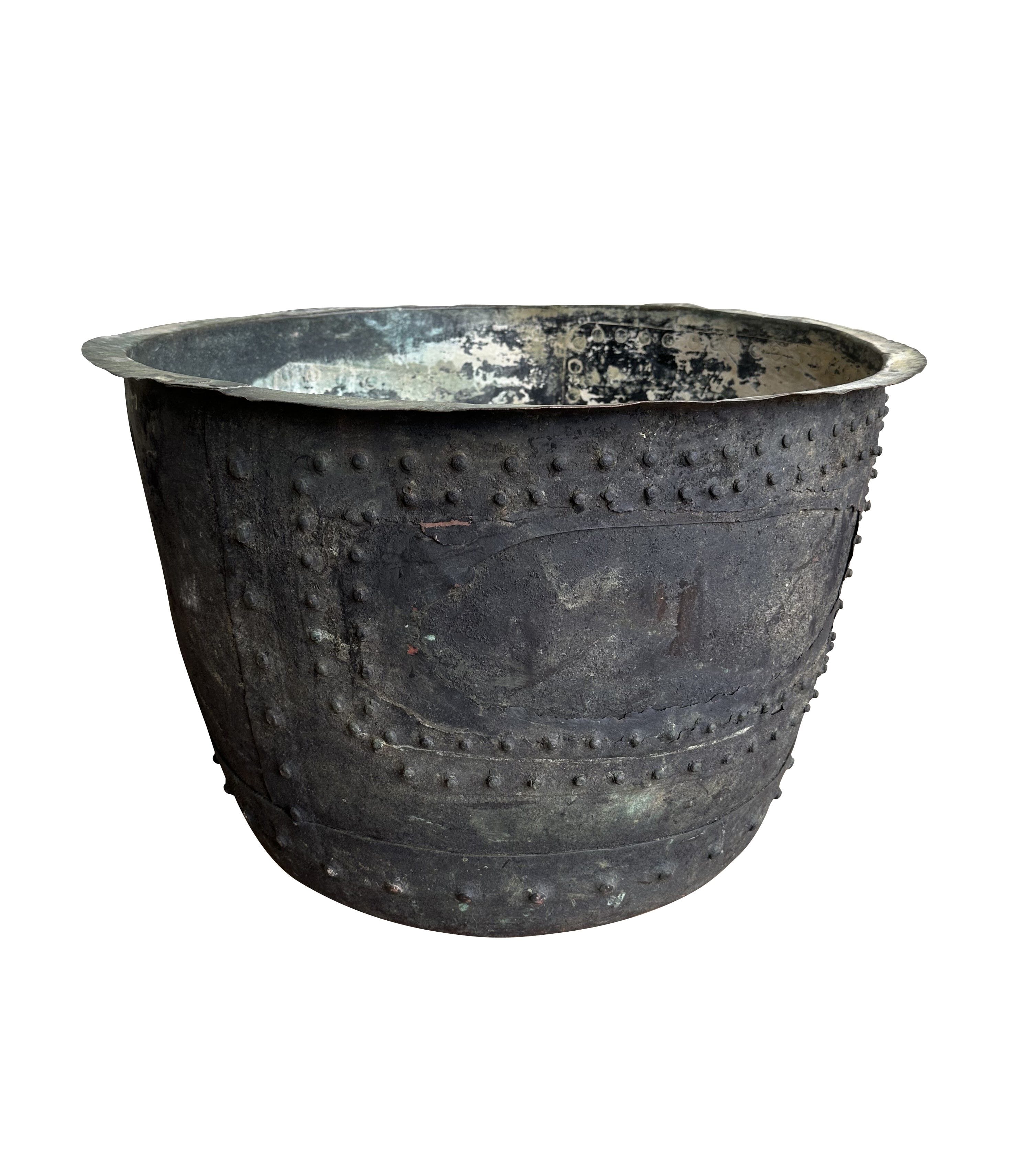 Victorian Verdigris Outdoor Copper Garden Pot / Planter - 10585