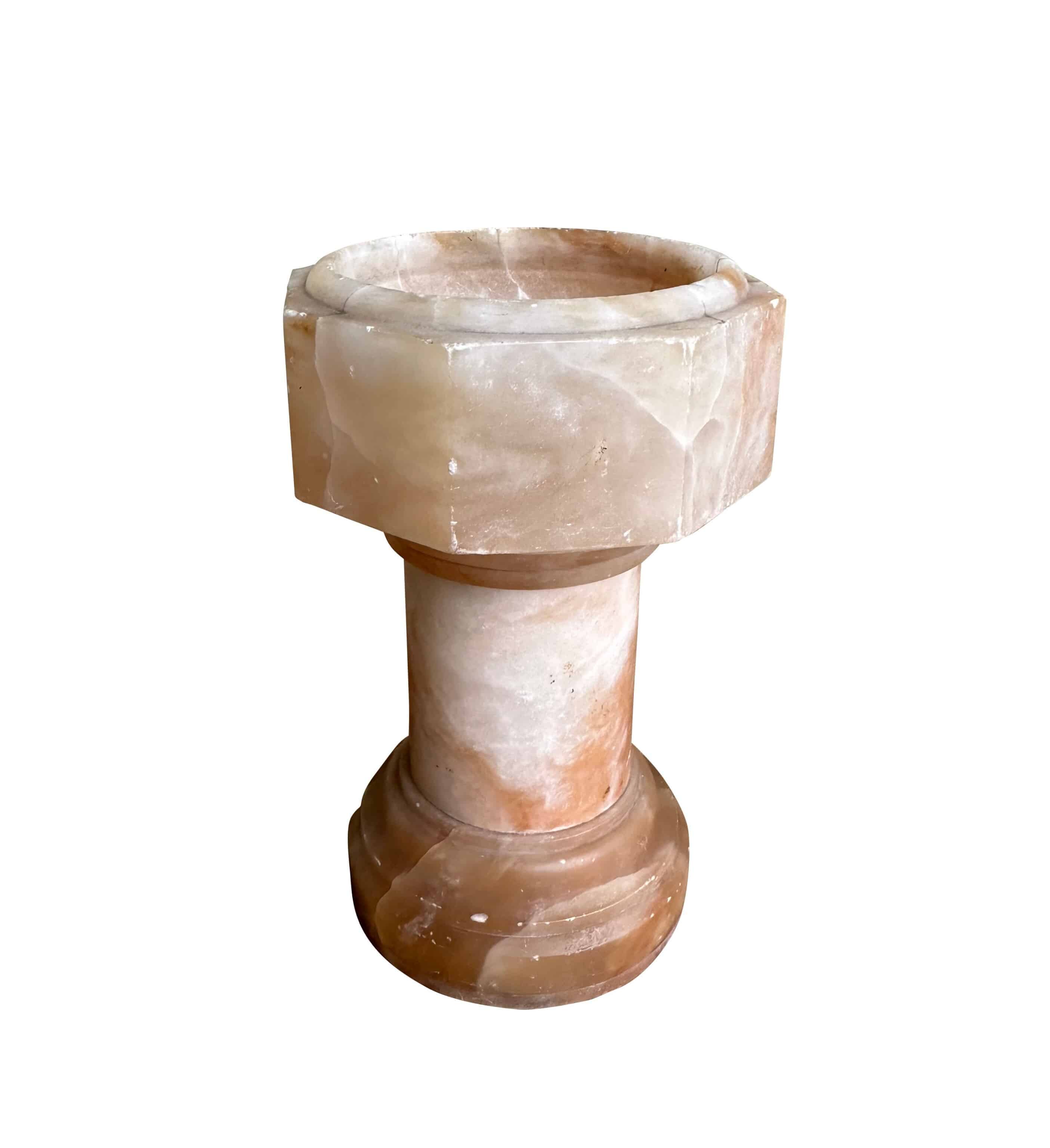 Miniature Antique Alabaster Travelling Church Font
