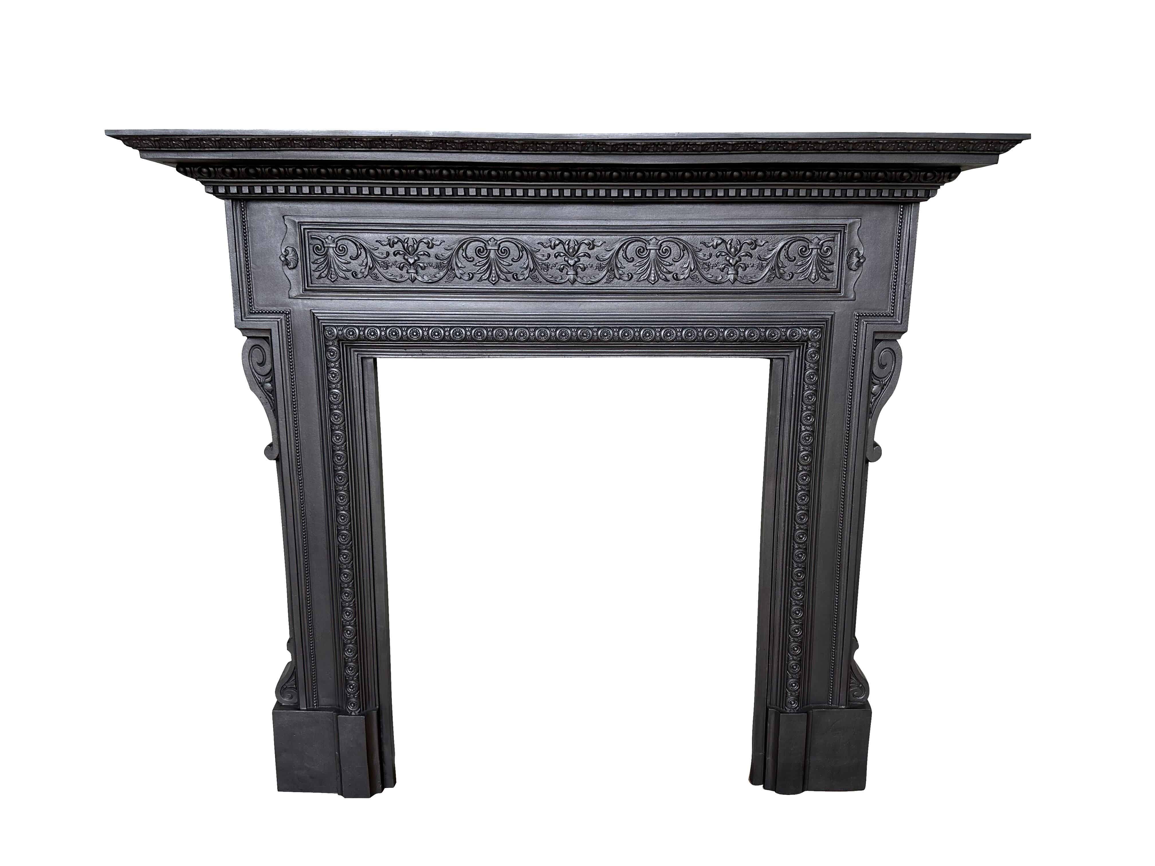 Victorian Ornate Antique Cast Iron Fire Surround