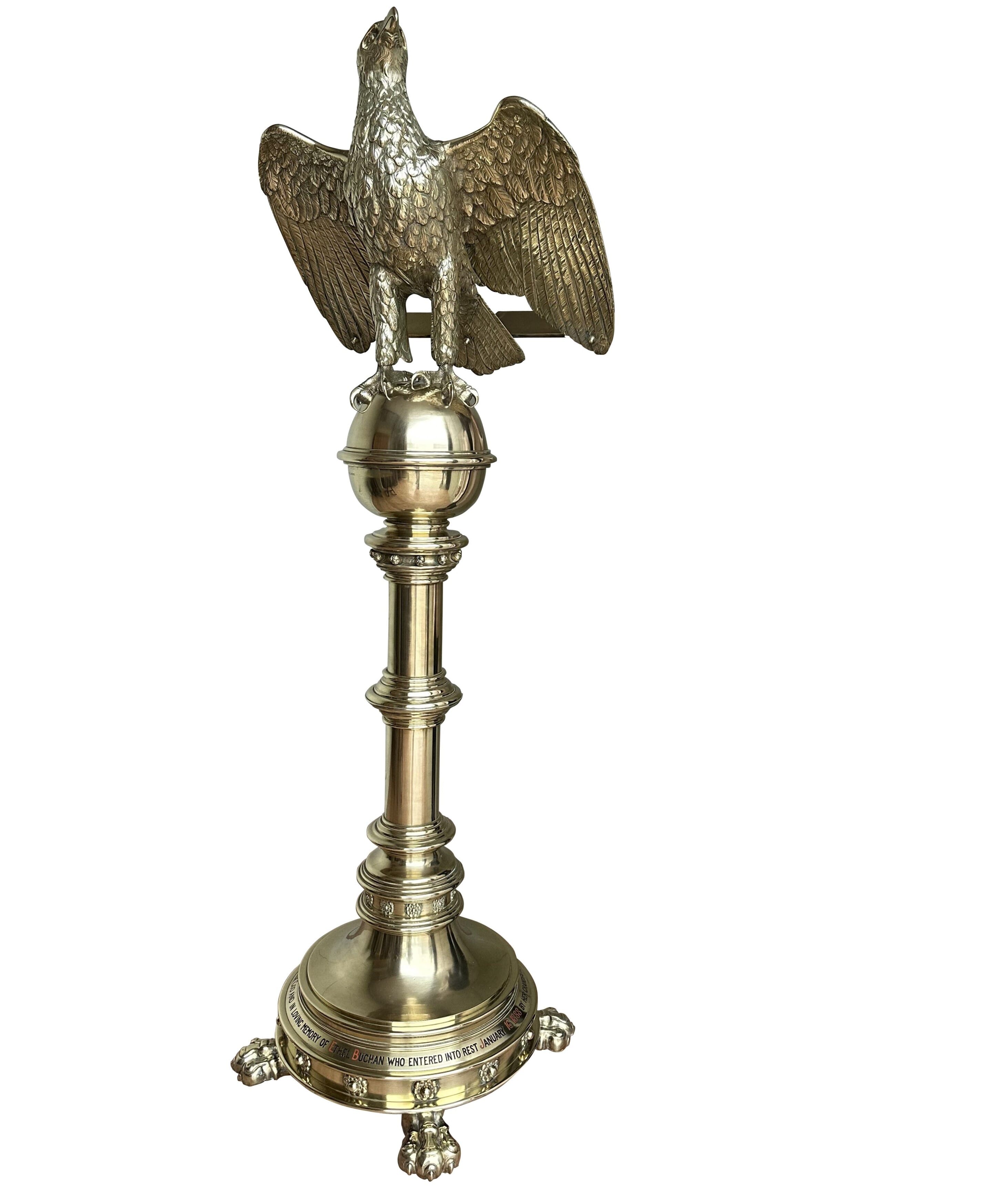Victorian Reclaimed Solid Brass Church Eagle Lectern - 10597