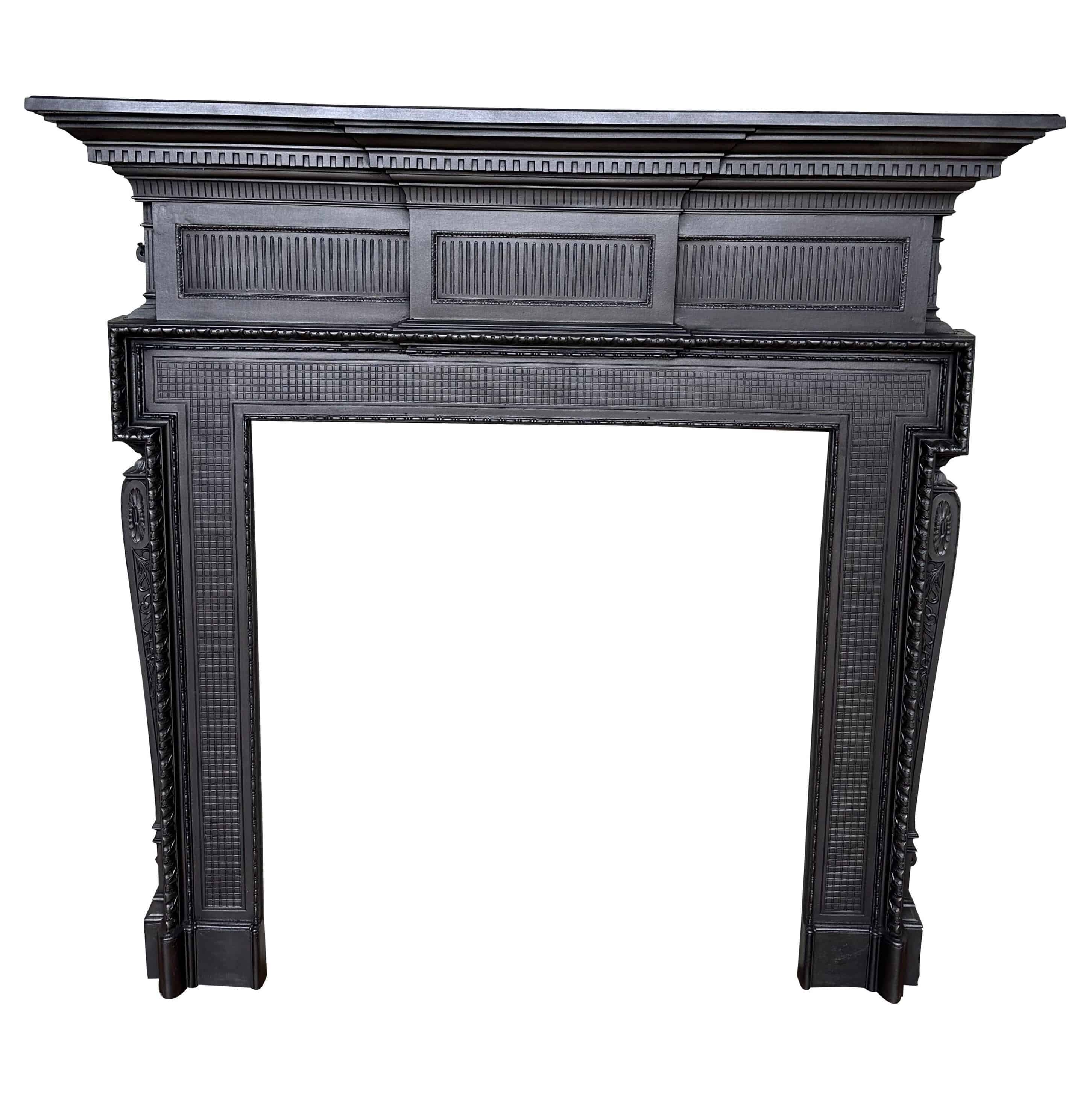 Ornate Antique Victorian Original Cast Iron Fire Surround