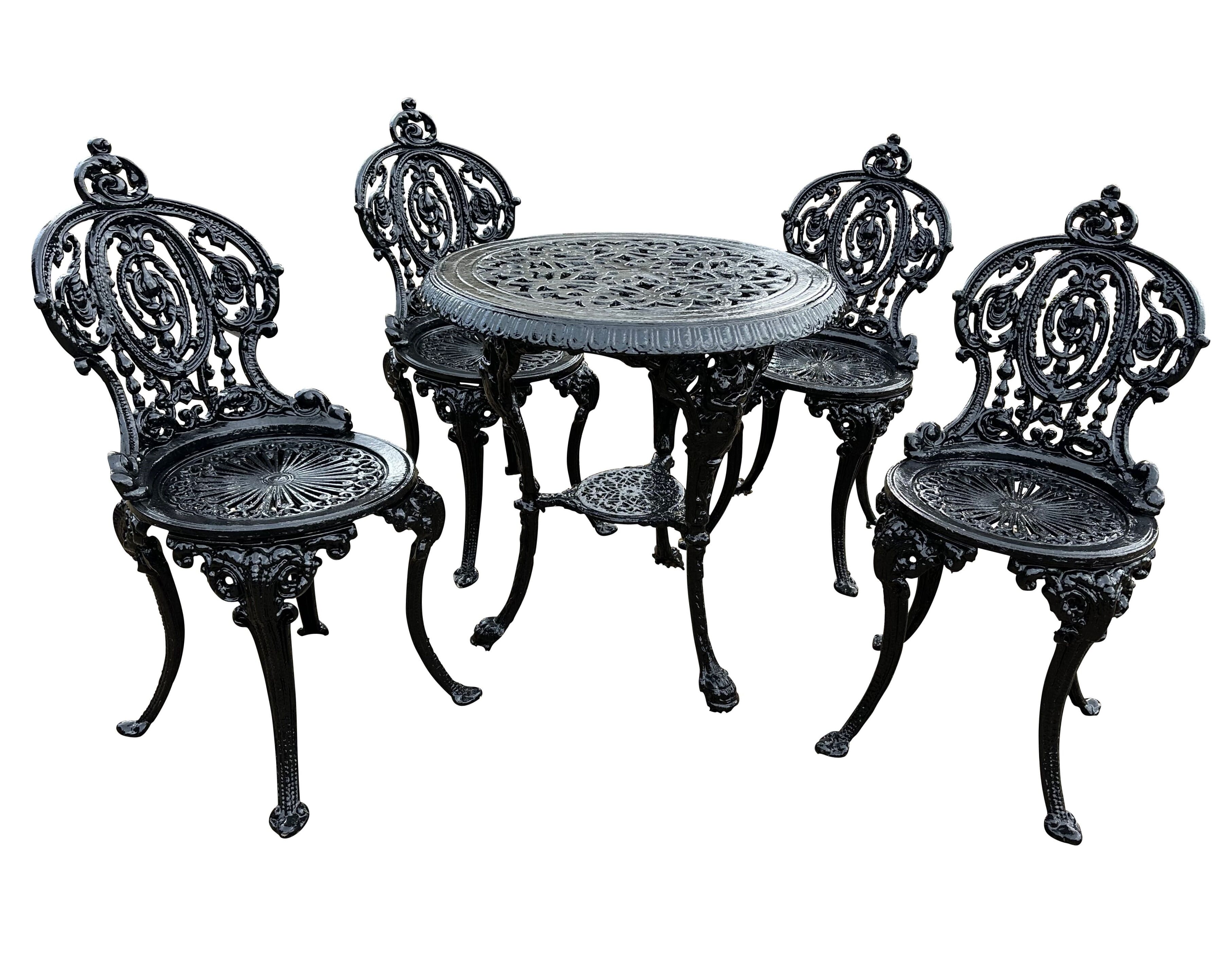 Reclaimed Cast Iron Garden Table and Cast Iron Chairs - 10592