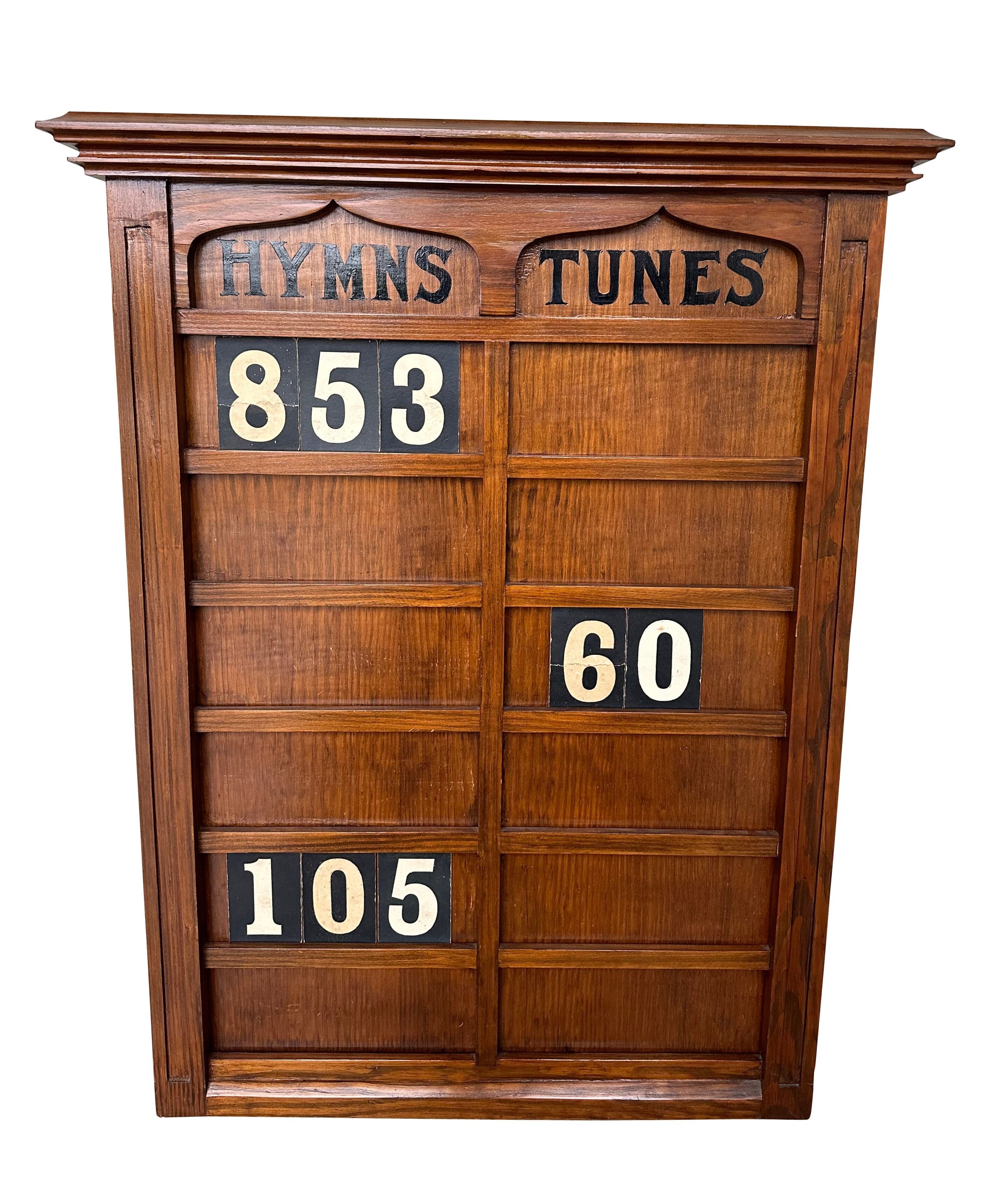 Antique Ornate Pine Church Hymn Board With Numbers - 10606B