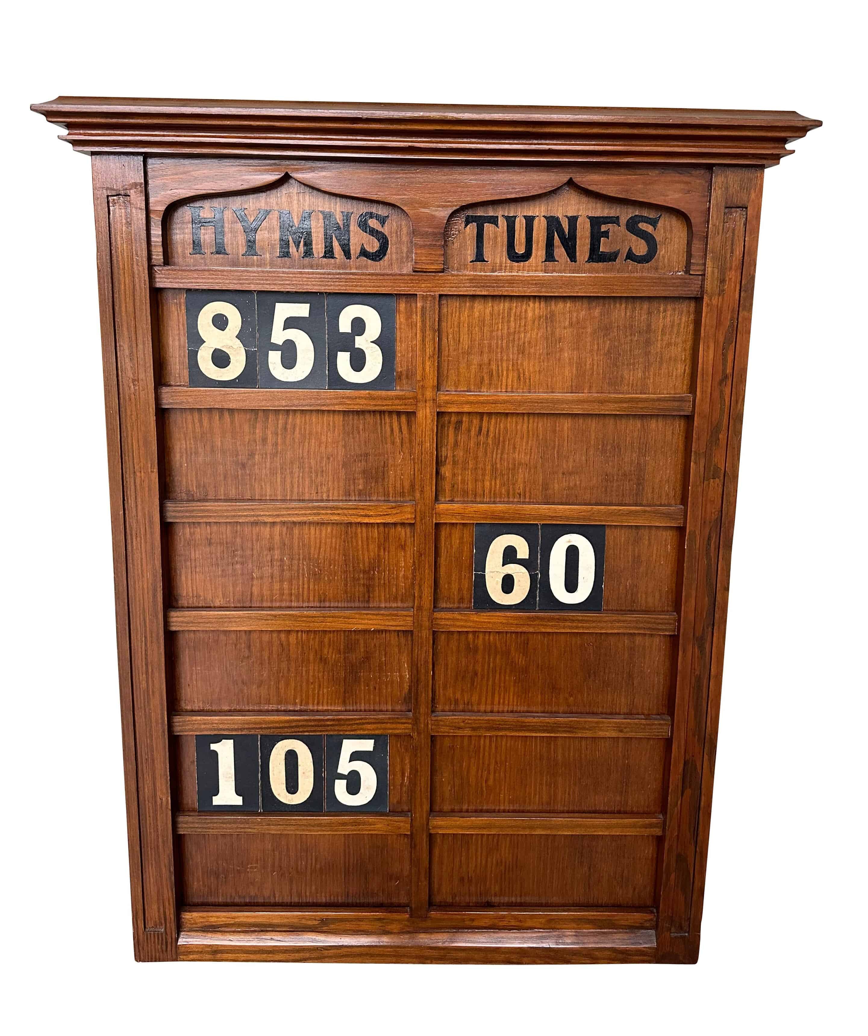 Antique Ornate Pine Church Hymn Board With Numbers