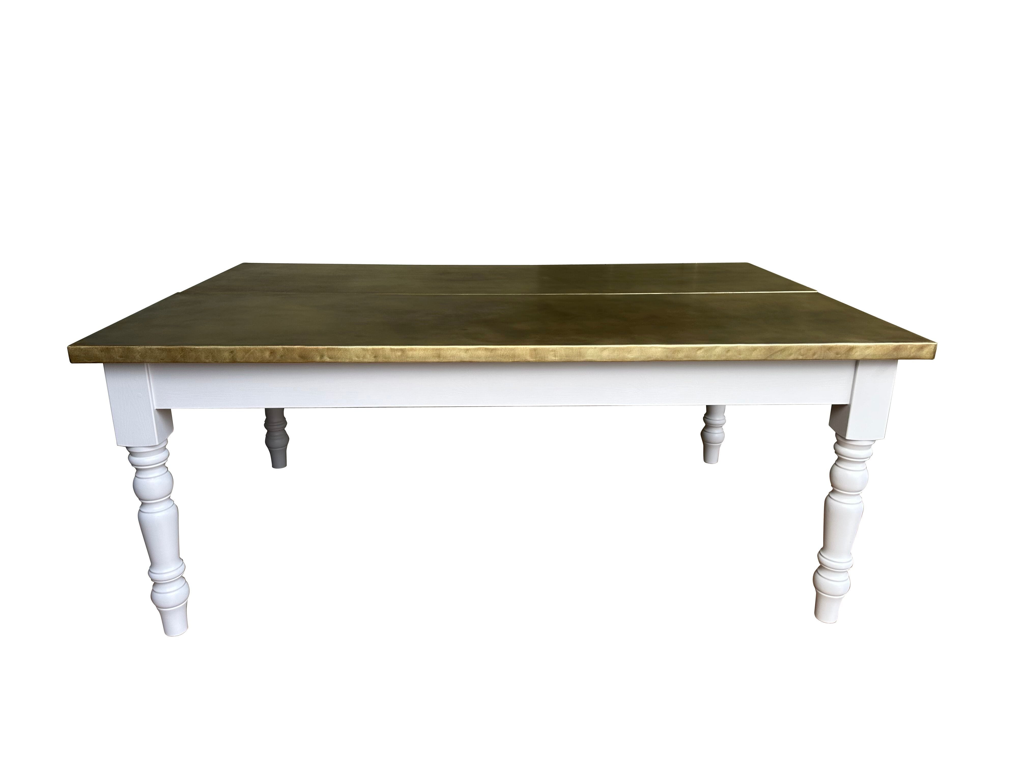 Large Handmade Antiqued Brass Kitchen Table - D2225