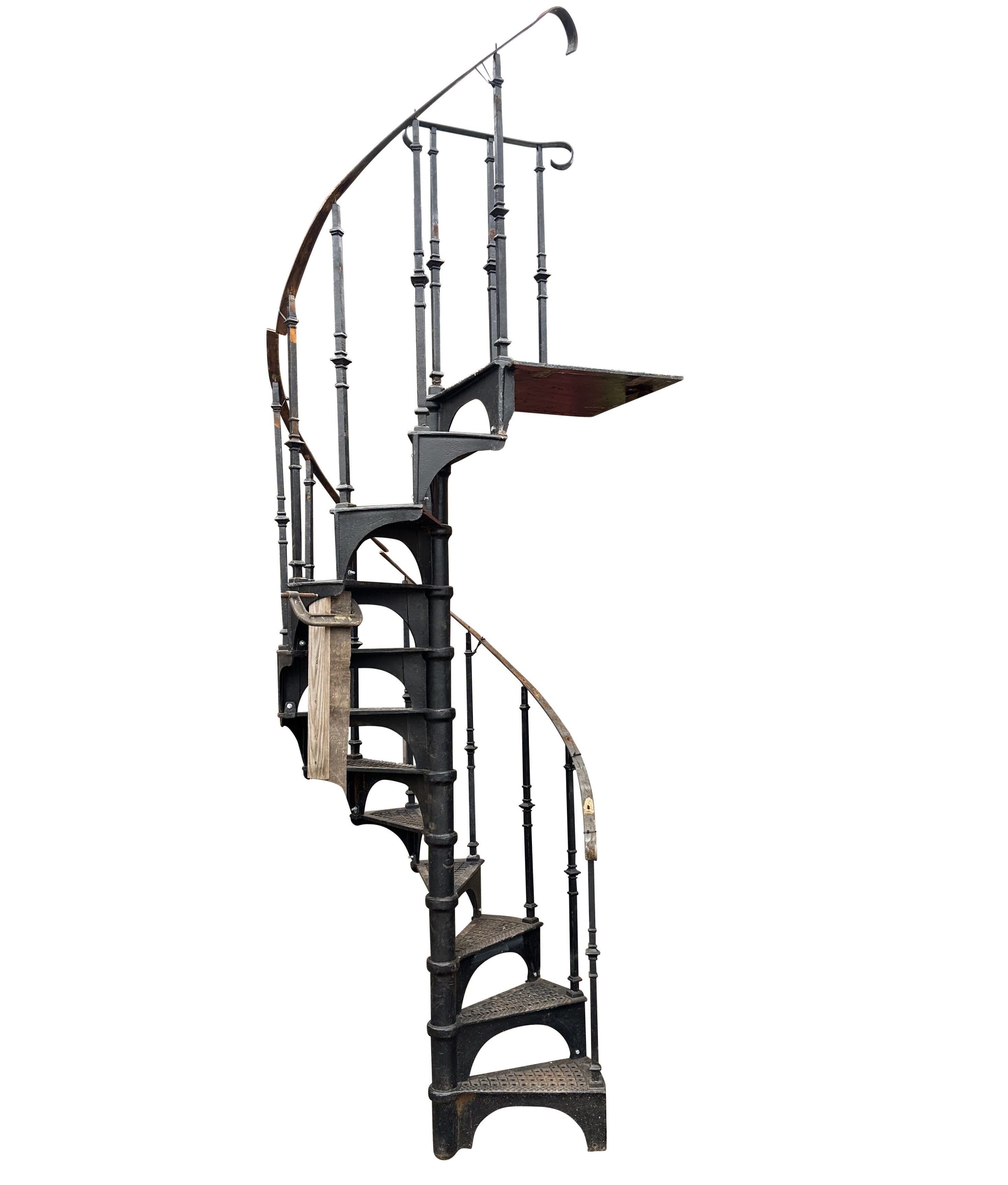 Antique Reclaimed Black Cast Iron Spiral Staircase - 10354