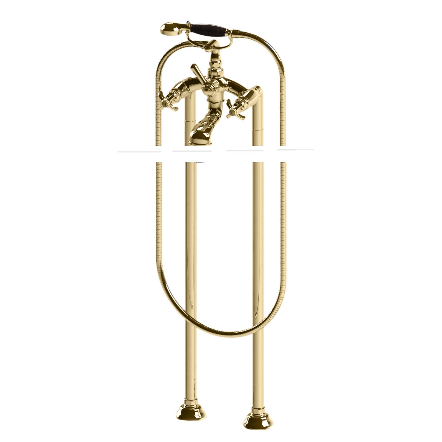 Thomas Crapper 1920 Shower Mixer Floor Standpipes - Polished Brass - TC1920FPPB