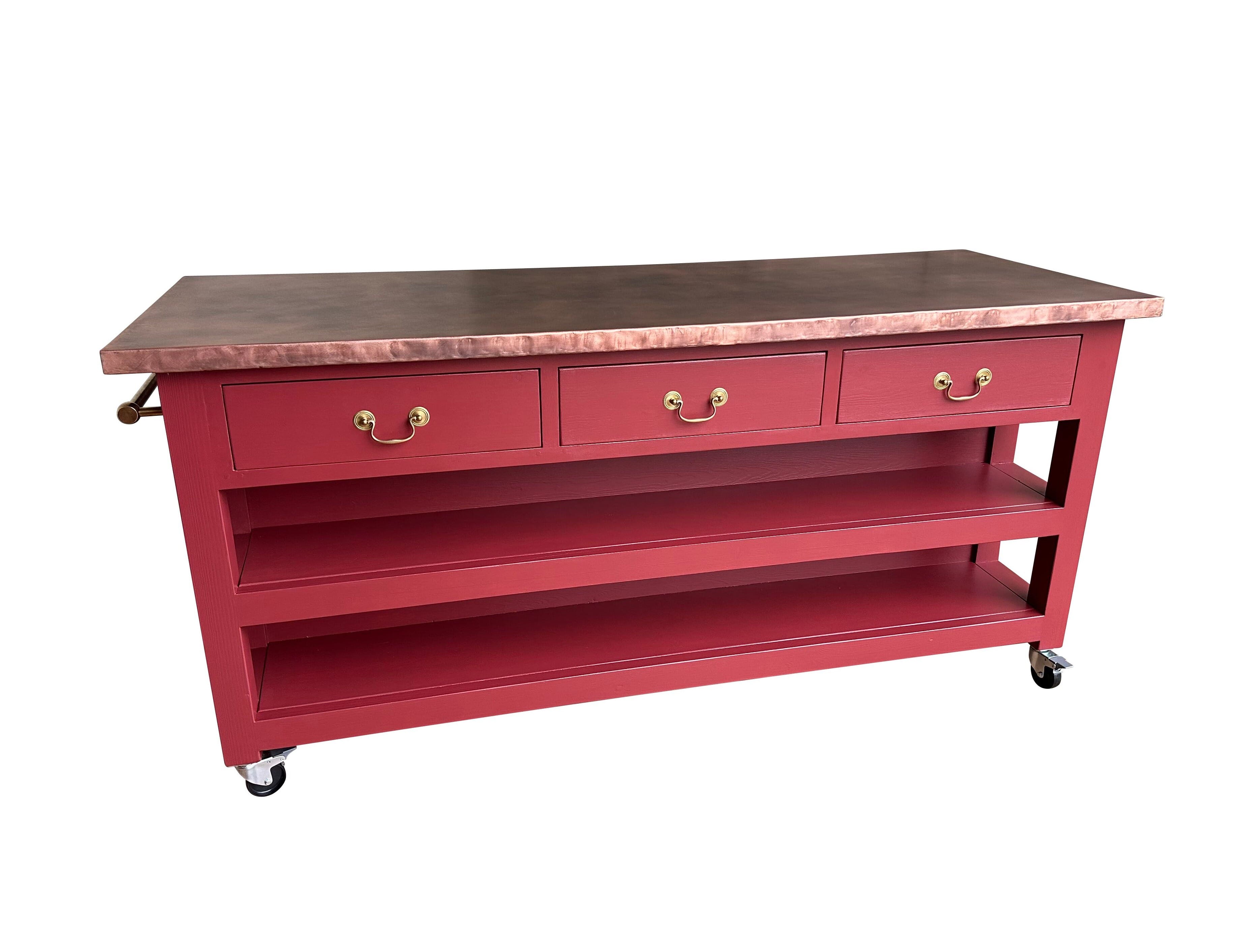 Handmade Antique Copper Kitchen Central Island Storage Unit - D2242