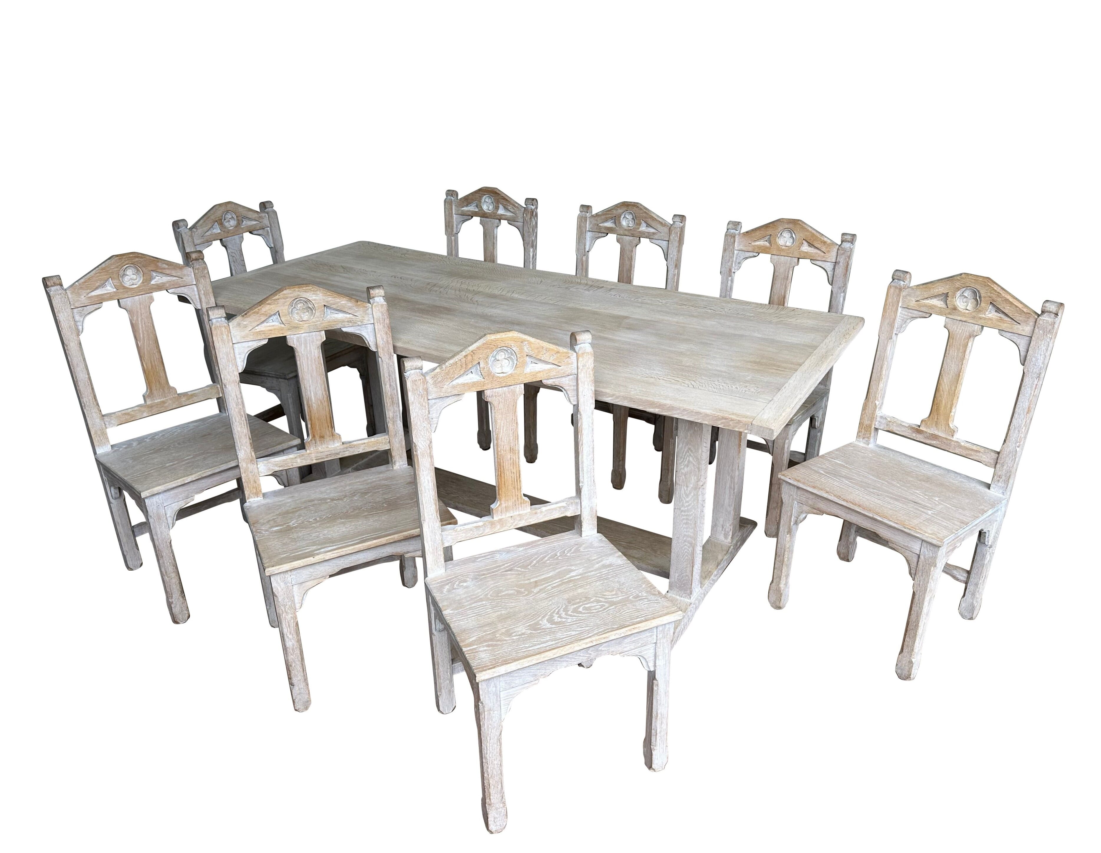Set of 8 Worcester Cathedral Oak Chairs and Oak Table - 10625