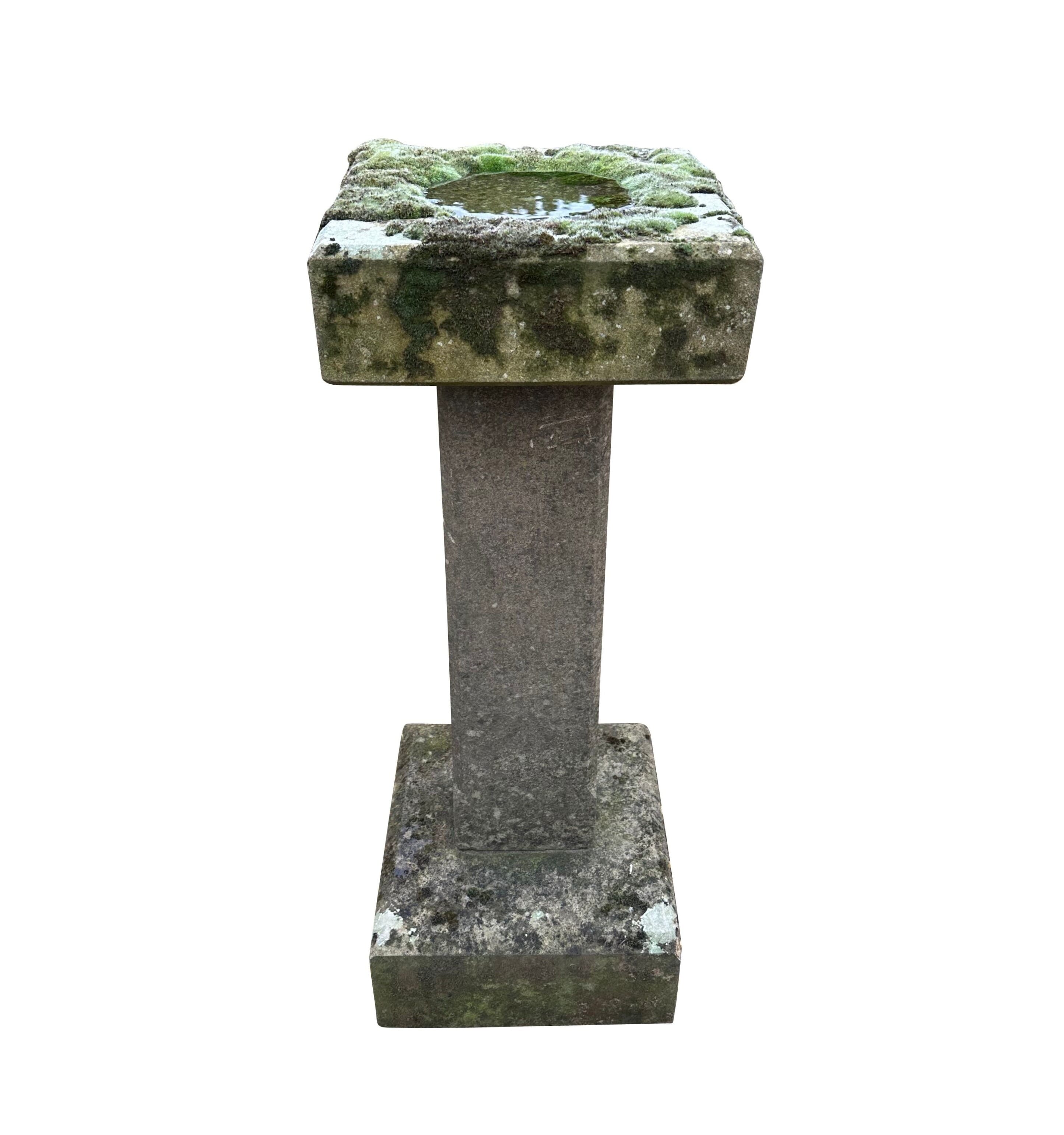Antique Hand Carved Stone Garden Bird Bath Ornament - 10644