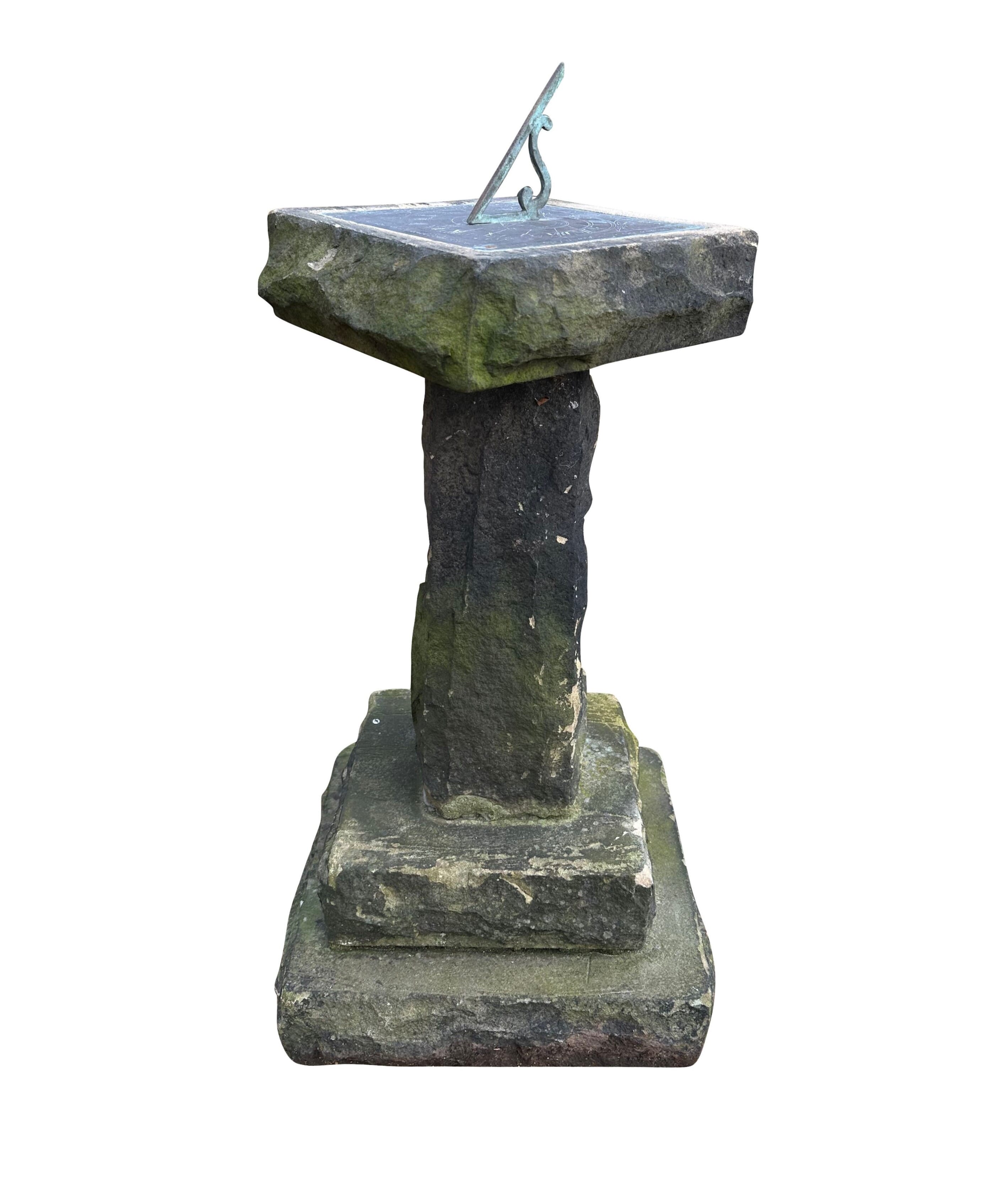 Salvaged Antique Garden Hand Carved Solid Stone Sundial - 10653