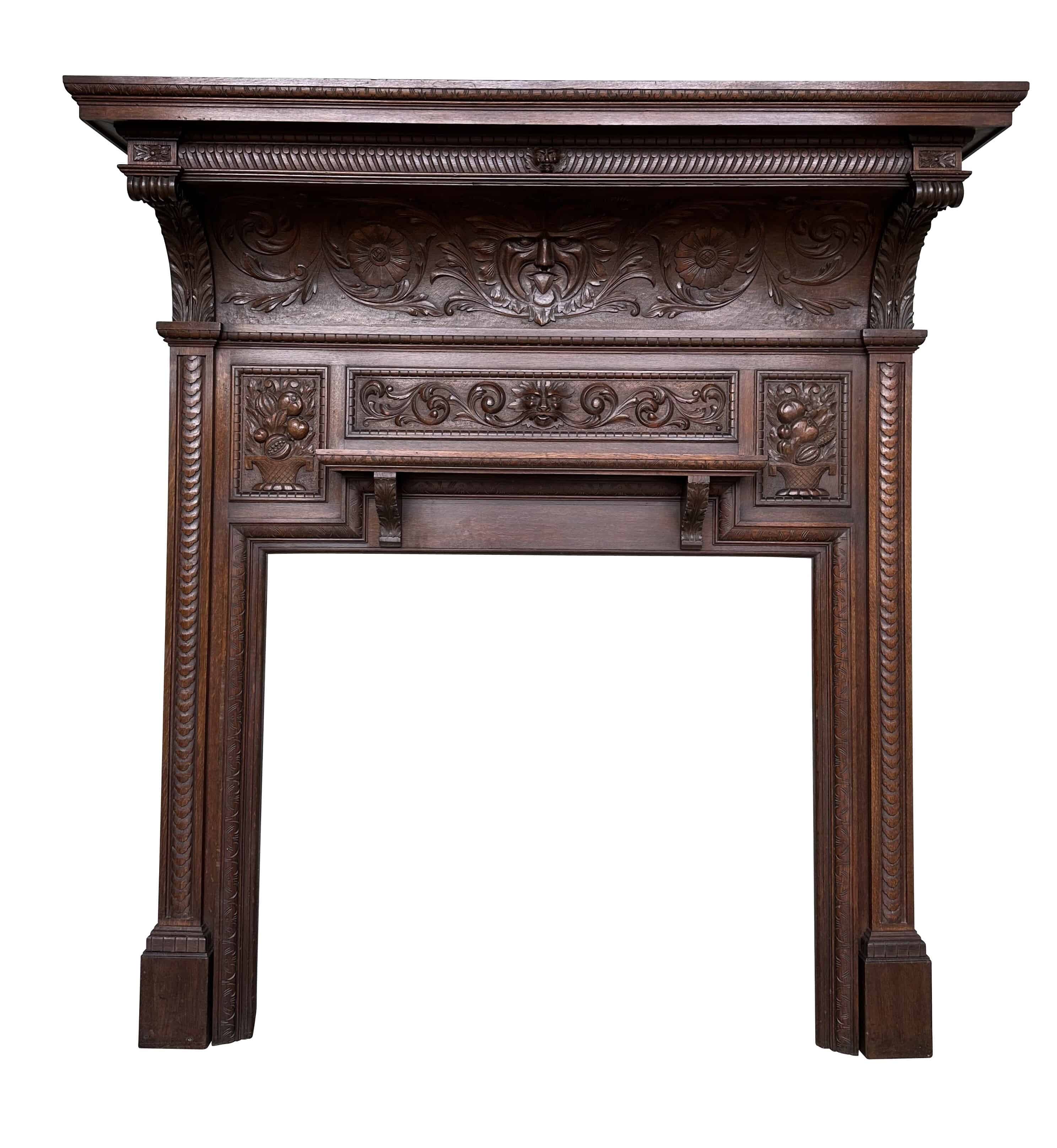 Victorian English Oak Grand Scale Fire Surround