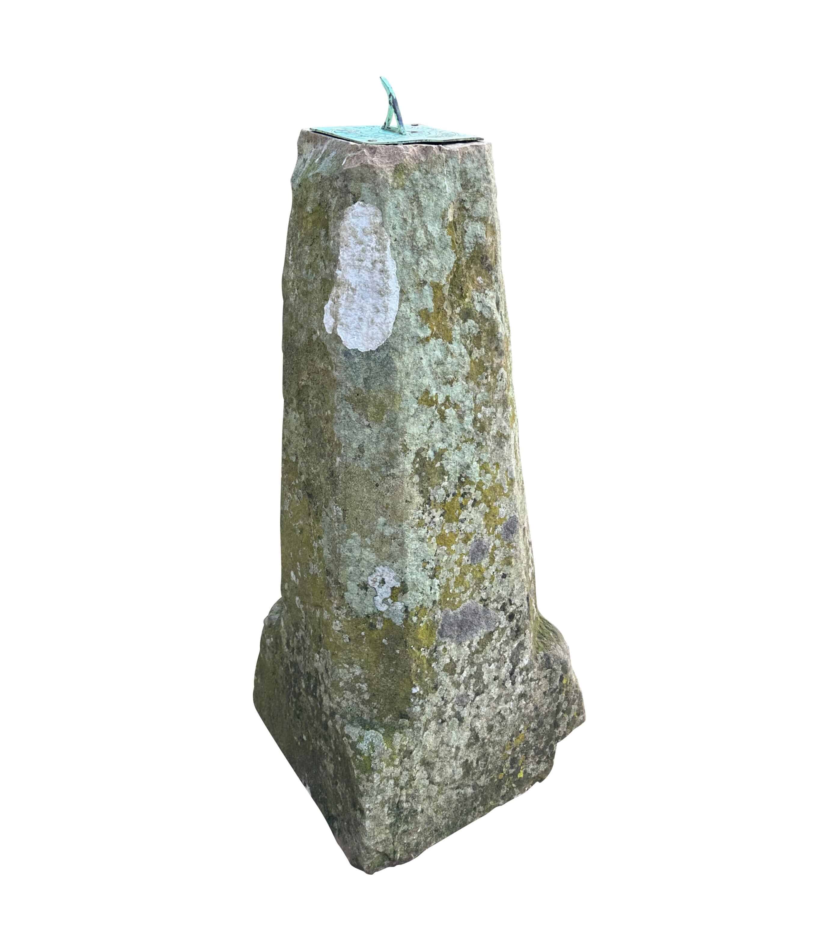 Antique Tall Garden Hand Carved Solid Stone Sundial