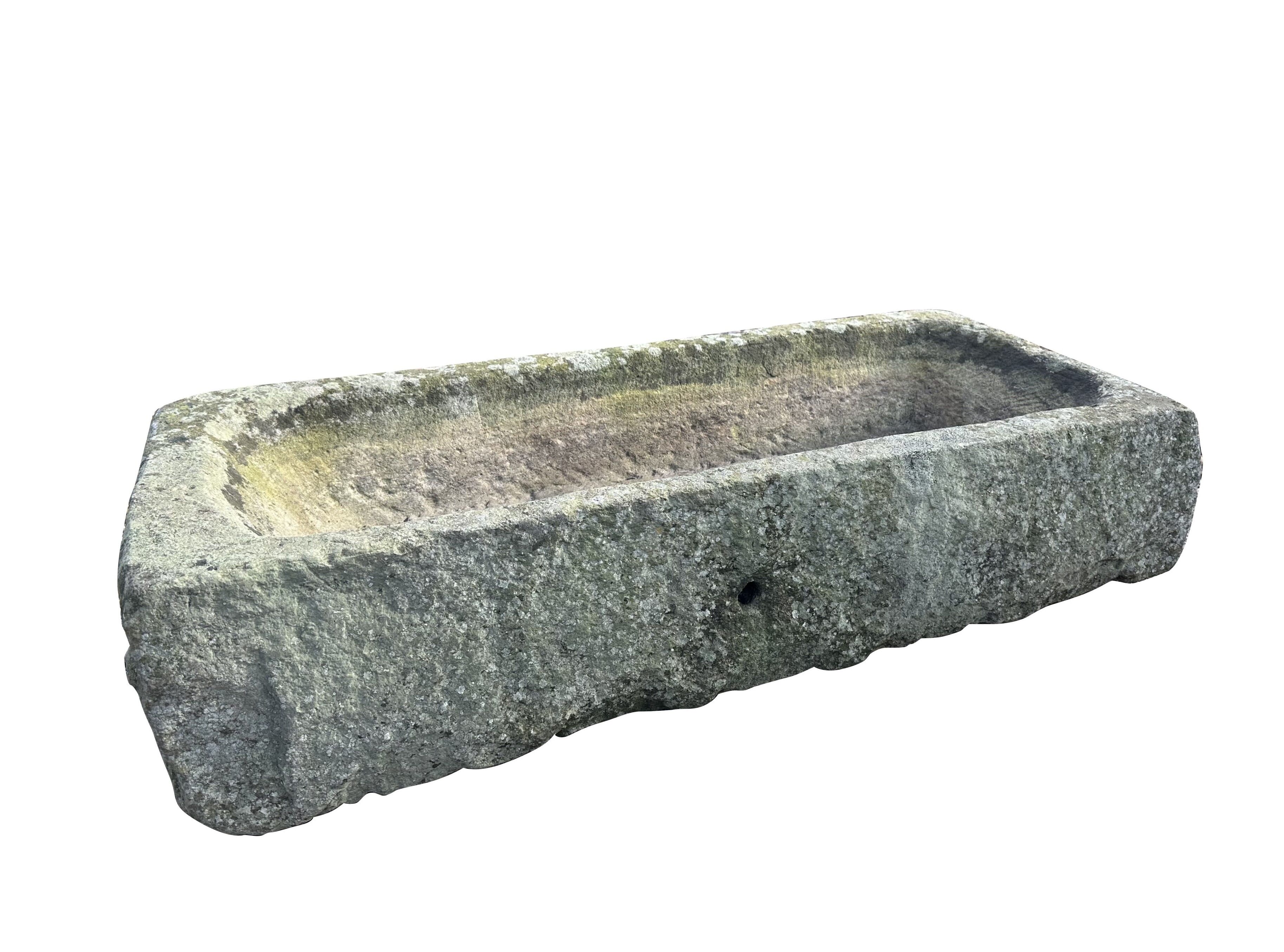 Hand Carved Solid Stone English Garden Trough / Planter - 10676