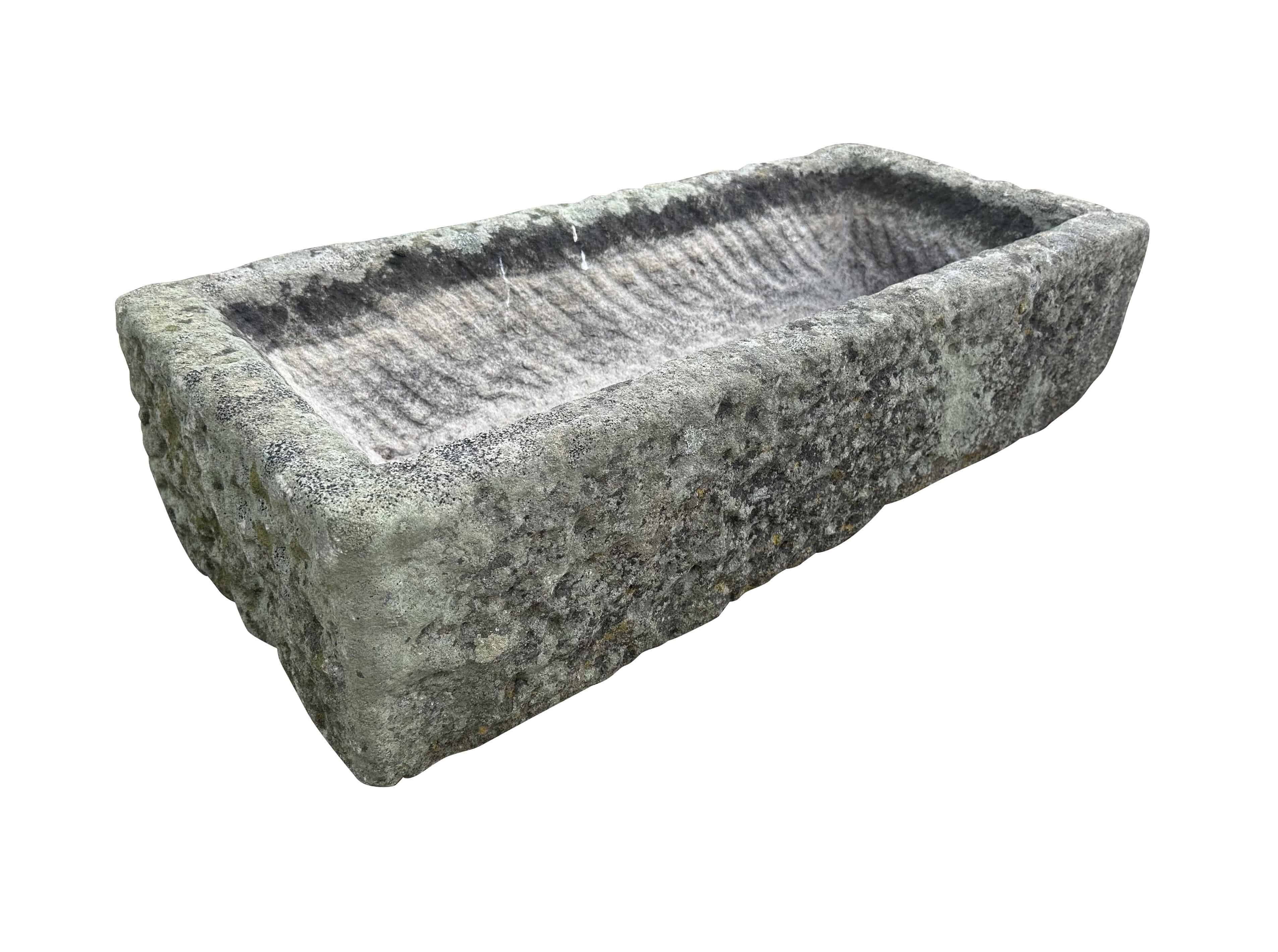 Hand Carved Garden English Stone Planter / Trough