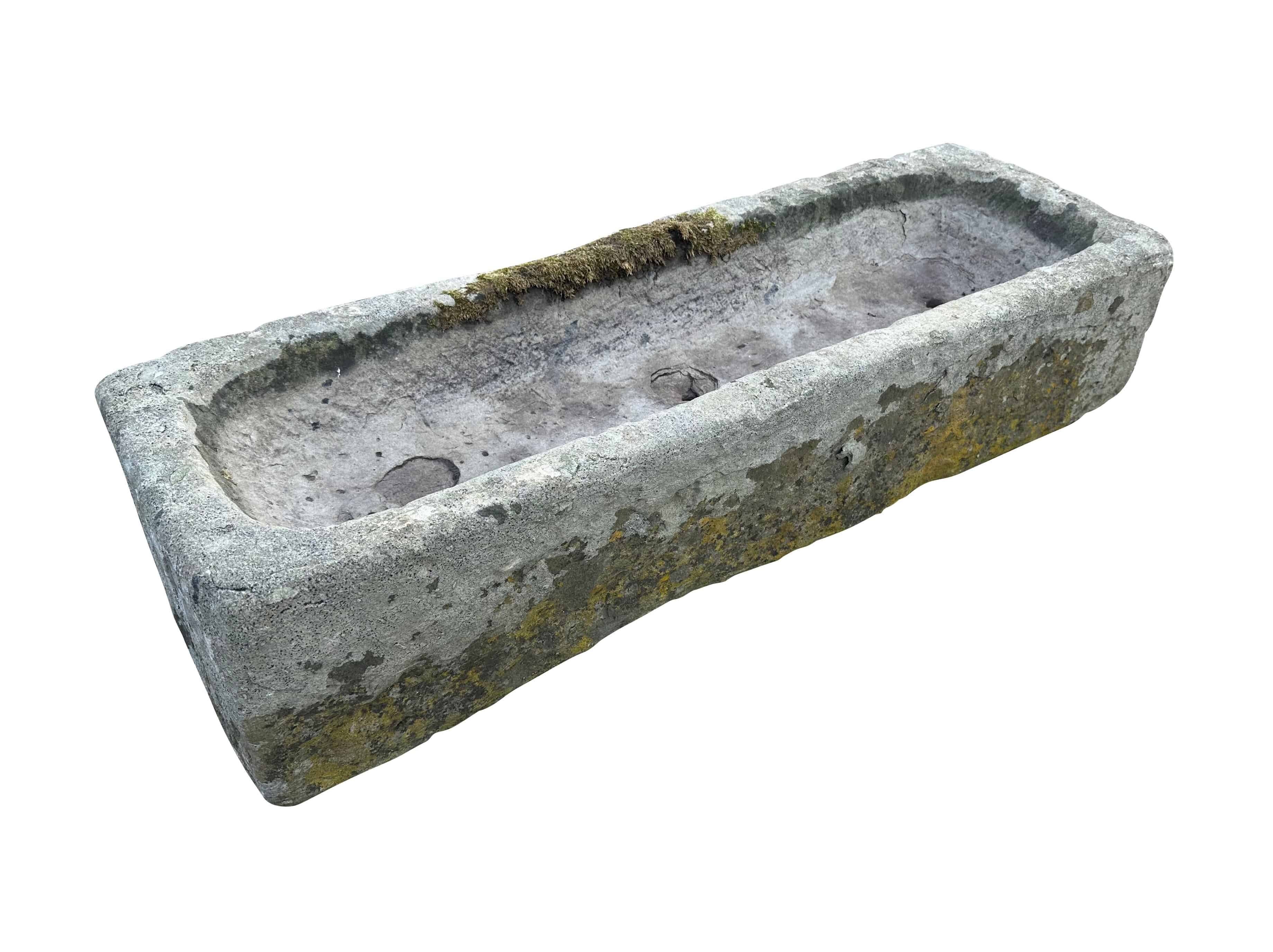 Hand Carved English Garden Solid Stone Planter / Trough
