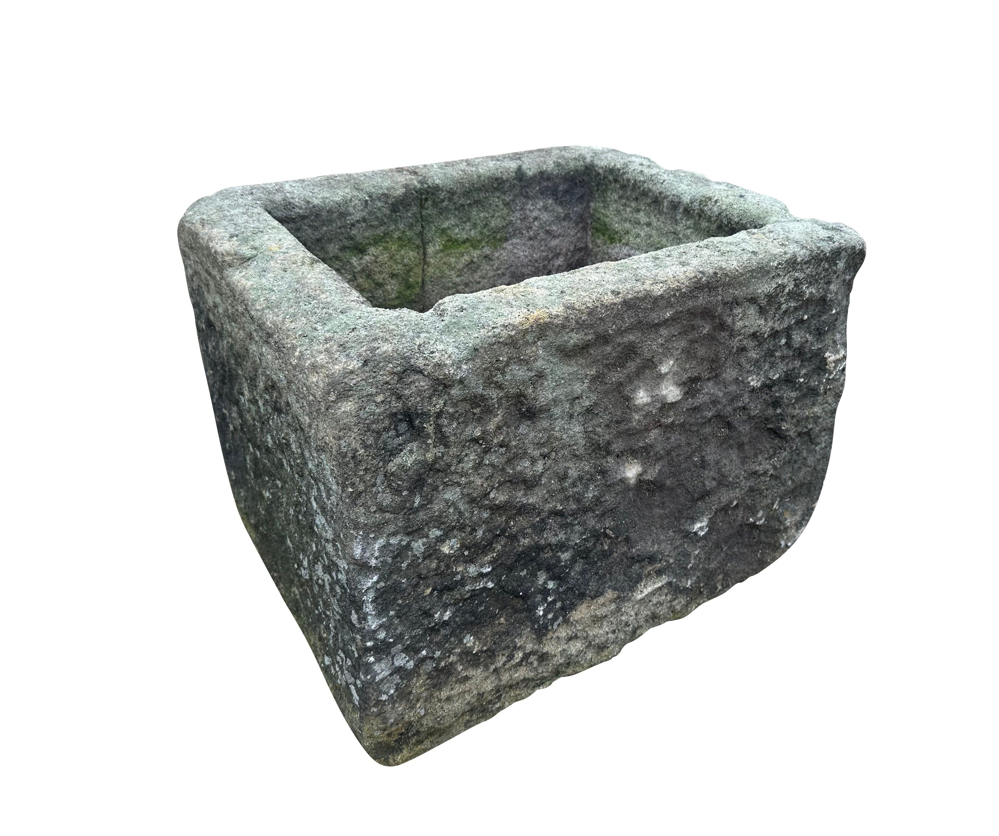 Hand Carved Garden English Solid Stone Planter / Trough - 10667