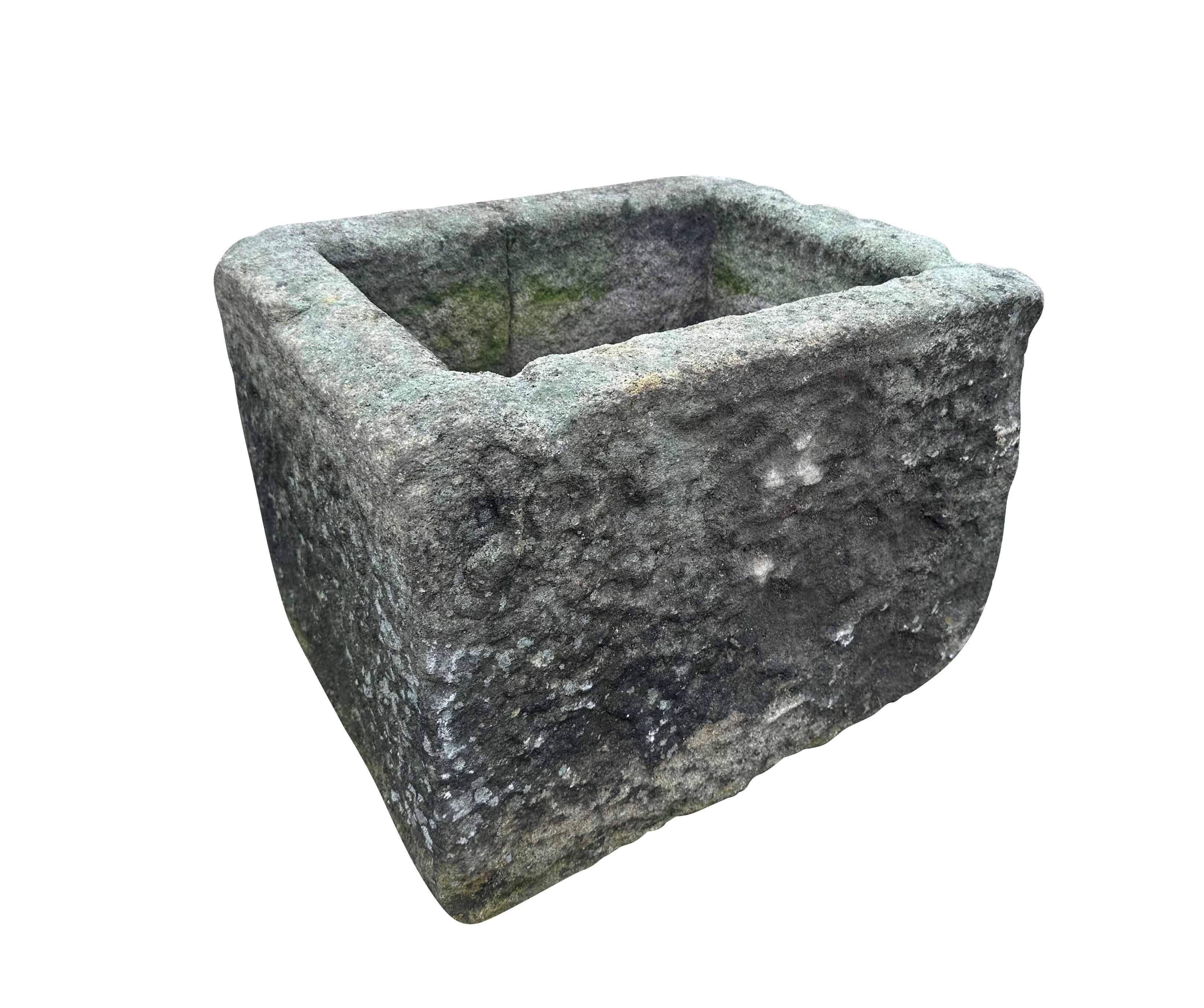Hand Carved Garden English Solid Stone Planter / Trough