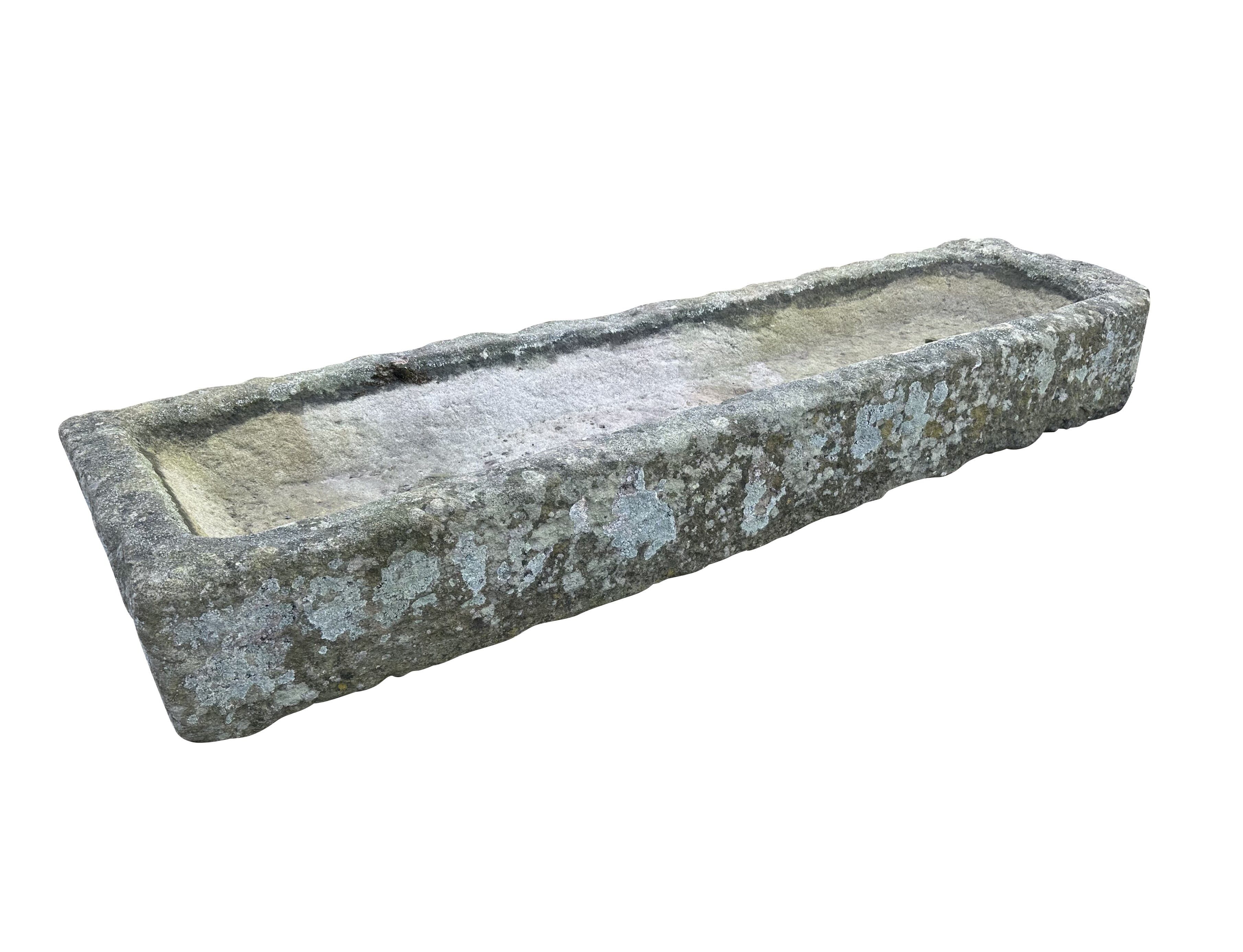 Long Carved Garden English Solid Stone Planter / Trough - 10666
