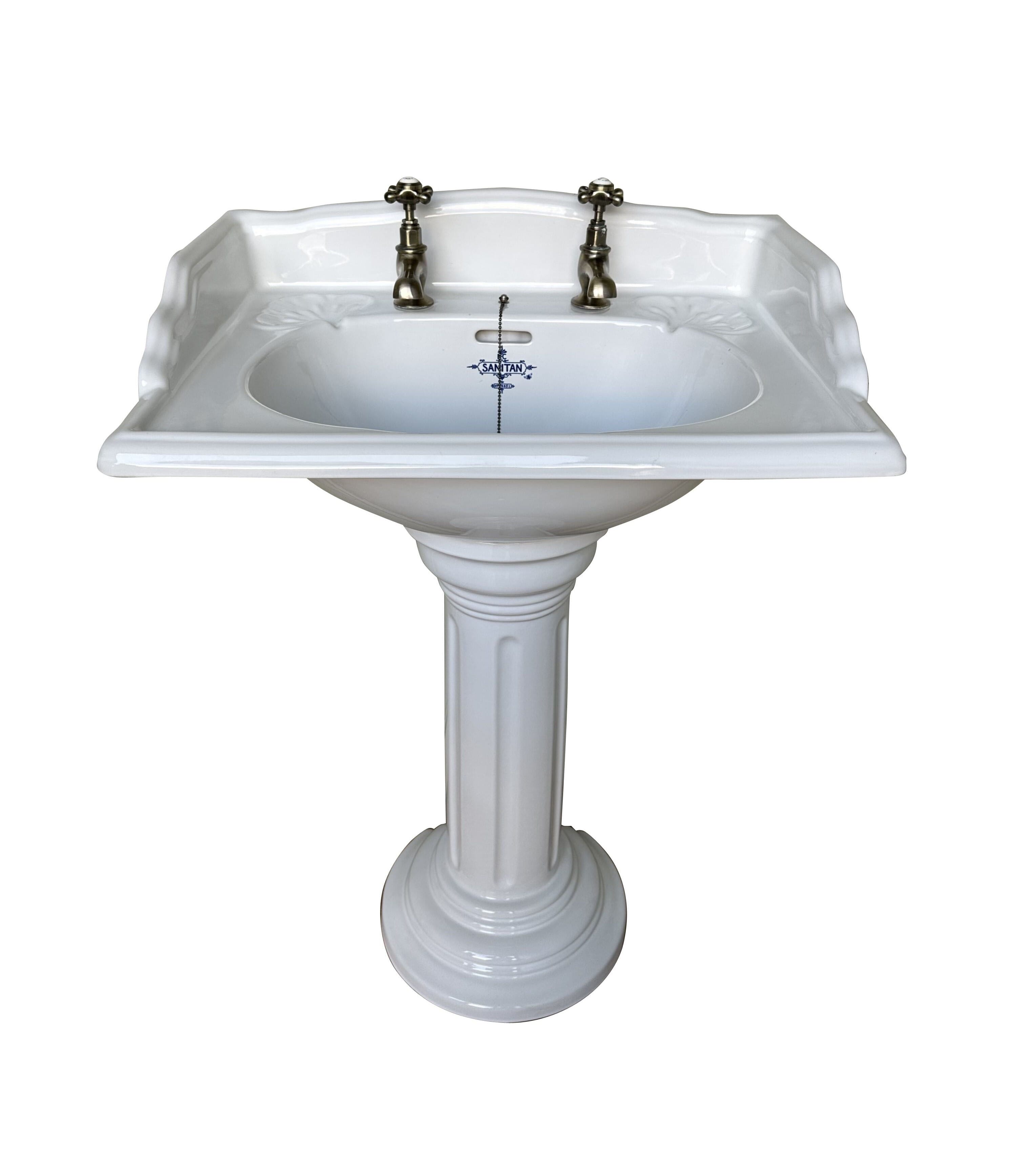 Reclaimed Sanitan Bathroom Sink On Pedestal Base - 10665A