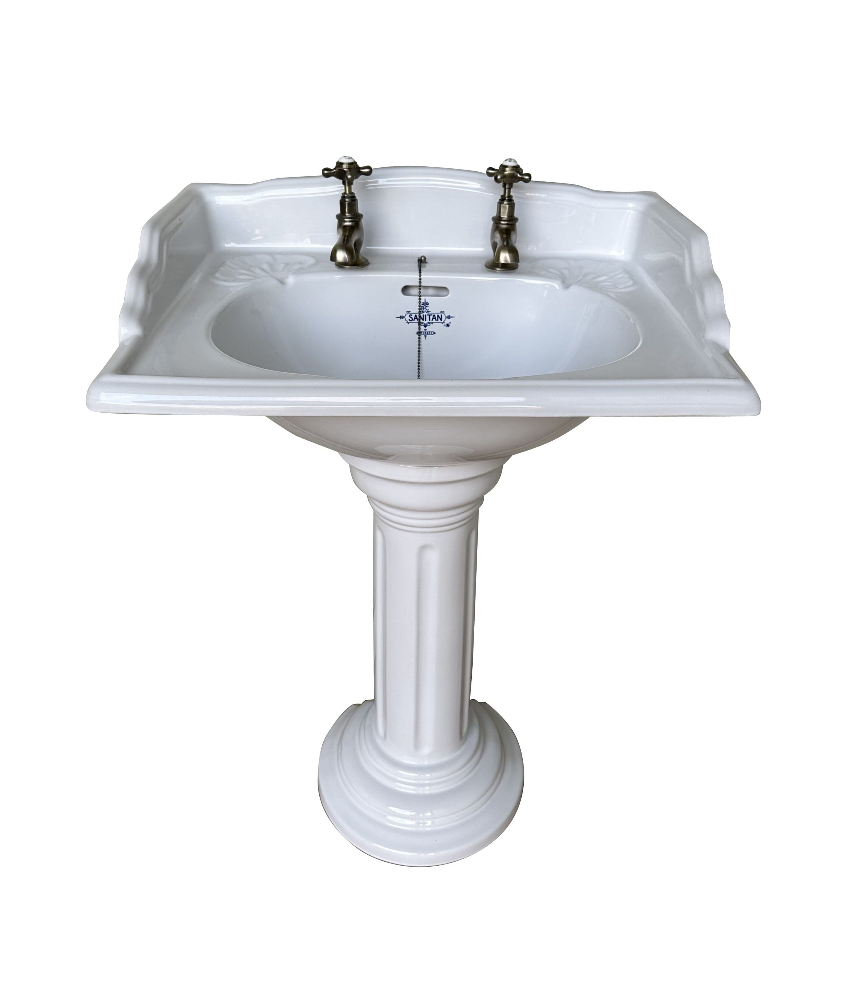 Reclaimed Bathroom Sanitan Sink On Pedestal Base - 10665B
